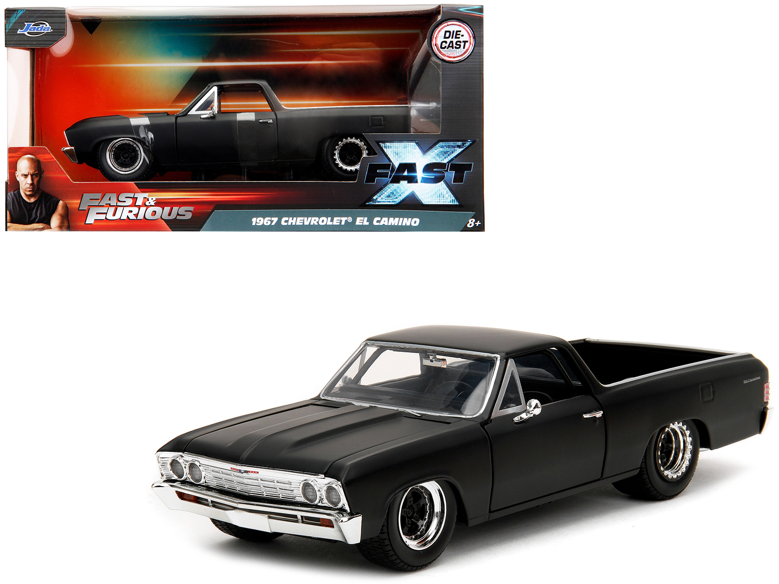 Jada 1967 Chevrolet El Camino Matt Black "Fast & Furious" Series 1/ Diecast Model Car by Jada