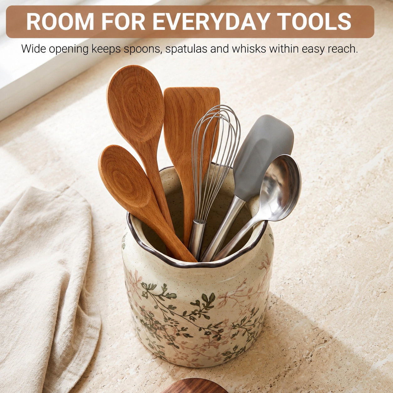 WZK Farmhouse Ceramic Decorative Kitchen Utensil Holder