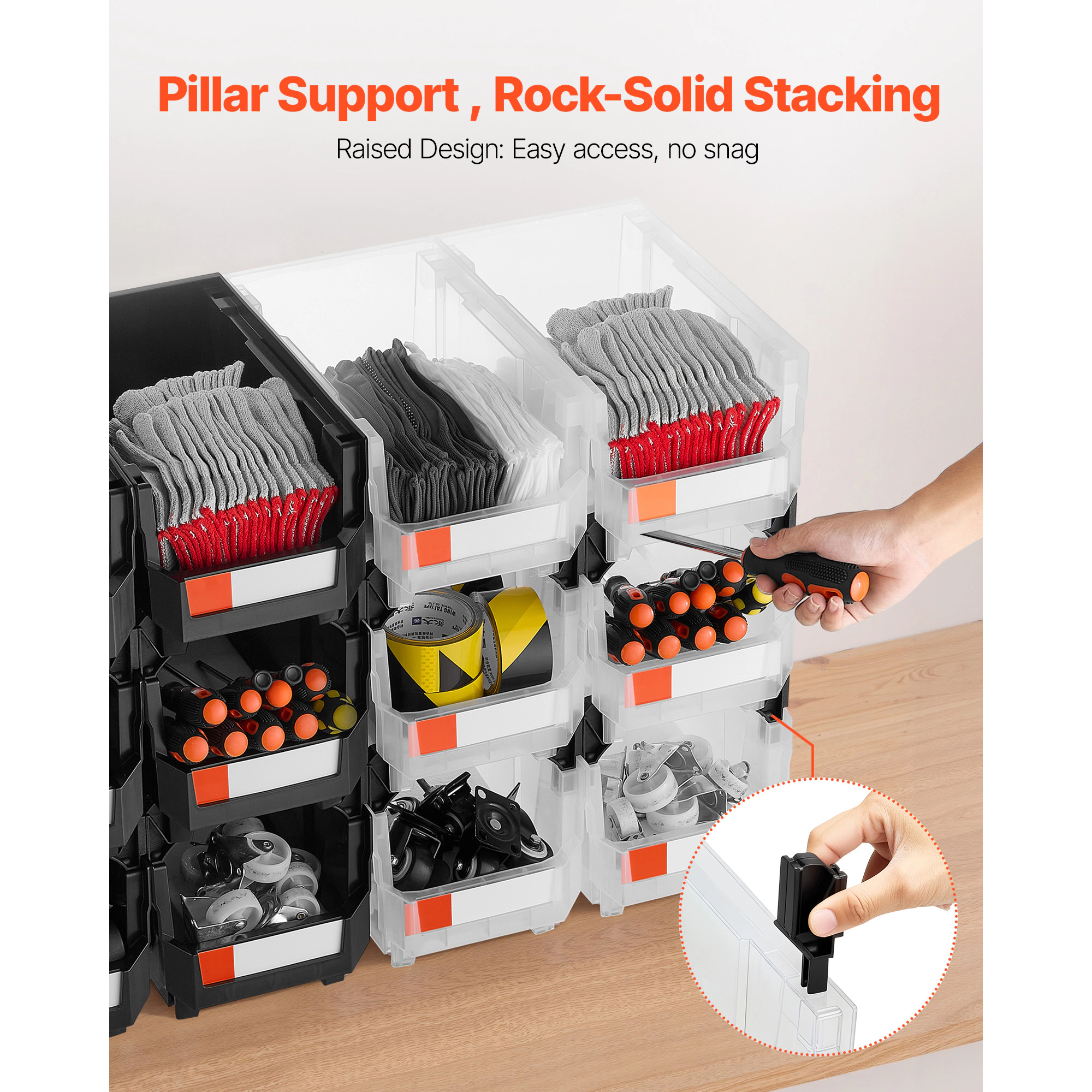 HONGGE Plastic Stackable Storage Bins Plastic Containers for Organizing Storage Bins for Closet Garage Small Parts