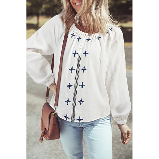 Threaded Pear Women's Emavie Long Sleeve Blouse Long Sleeve Top