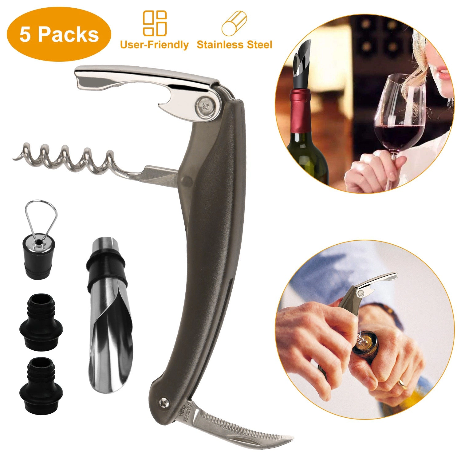GBruno 5-Piece Wine Bottle Opener Set