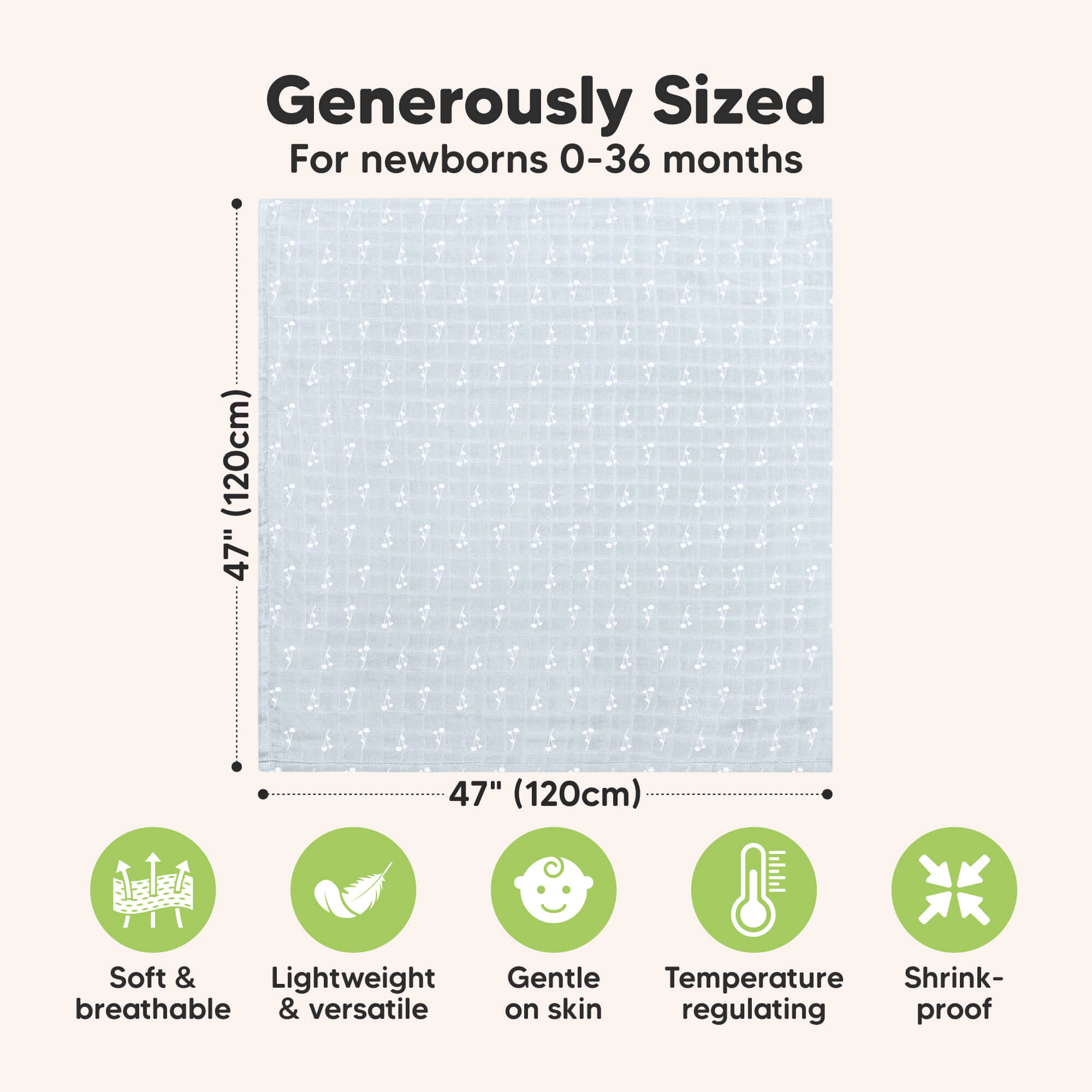KeaBabies Lumi Muslin Swaddle Blankets