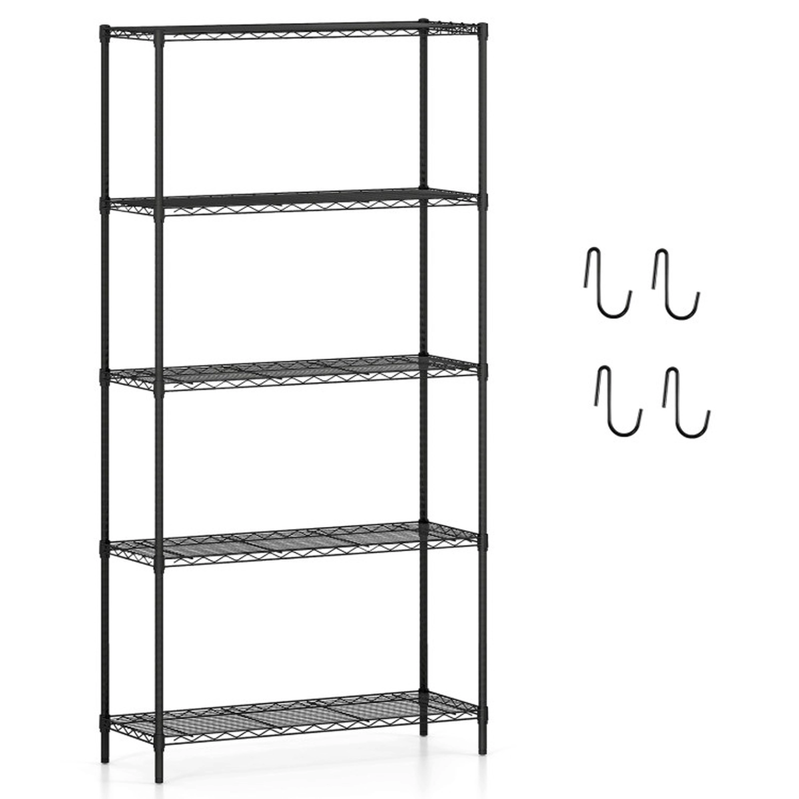 SUGIFT 5-Tier Adjustable Storage Shelving Unit with V-Shaped Wire Rack 1250-lb Total Capacity 250-lb Per Shelf Black