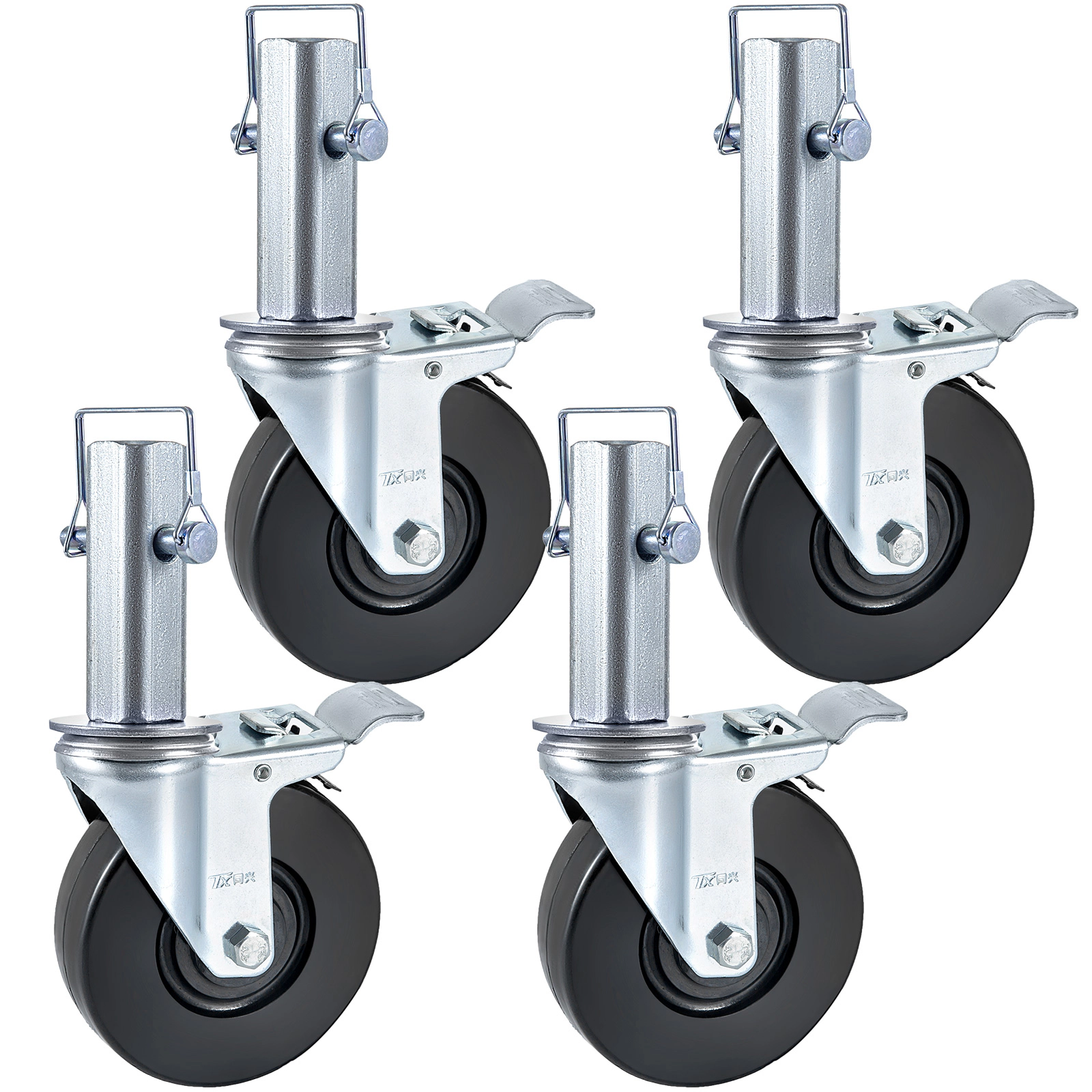 HONGGE Scaffolding Wheels 8\" Scaffolding Casters Heavy Duty Per Set Locking Stem Casters with Brake Polyurethane