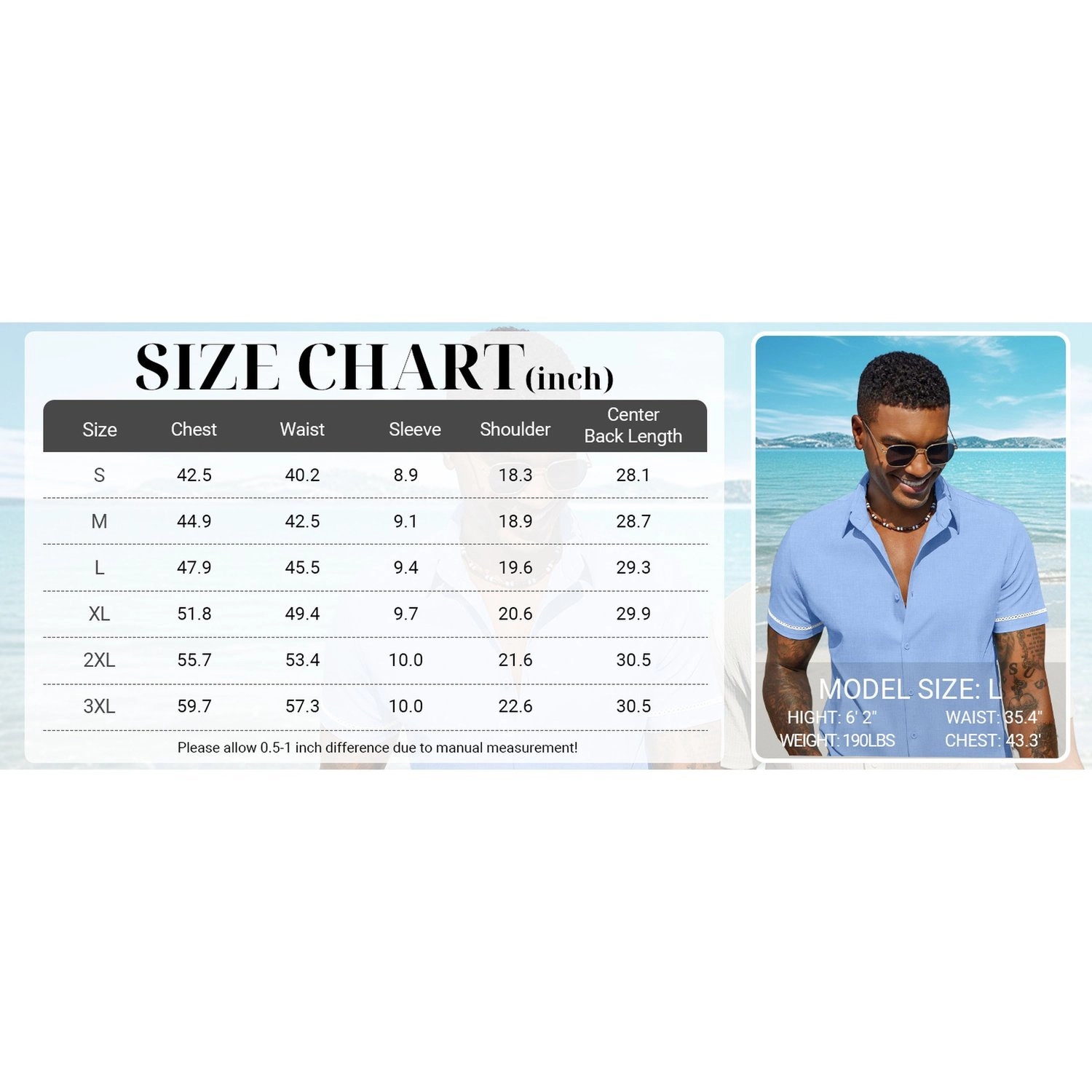 COOFANDY Mens Short Sleeve Button Down Shirts  Lapel Collar Eyelet Trim Tops