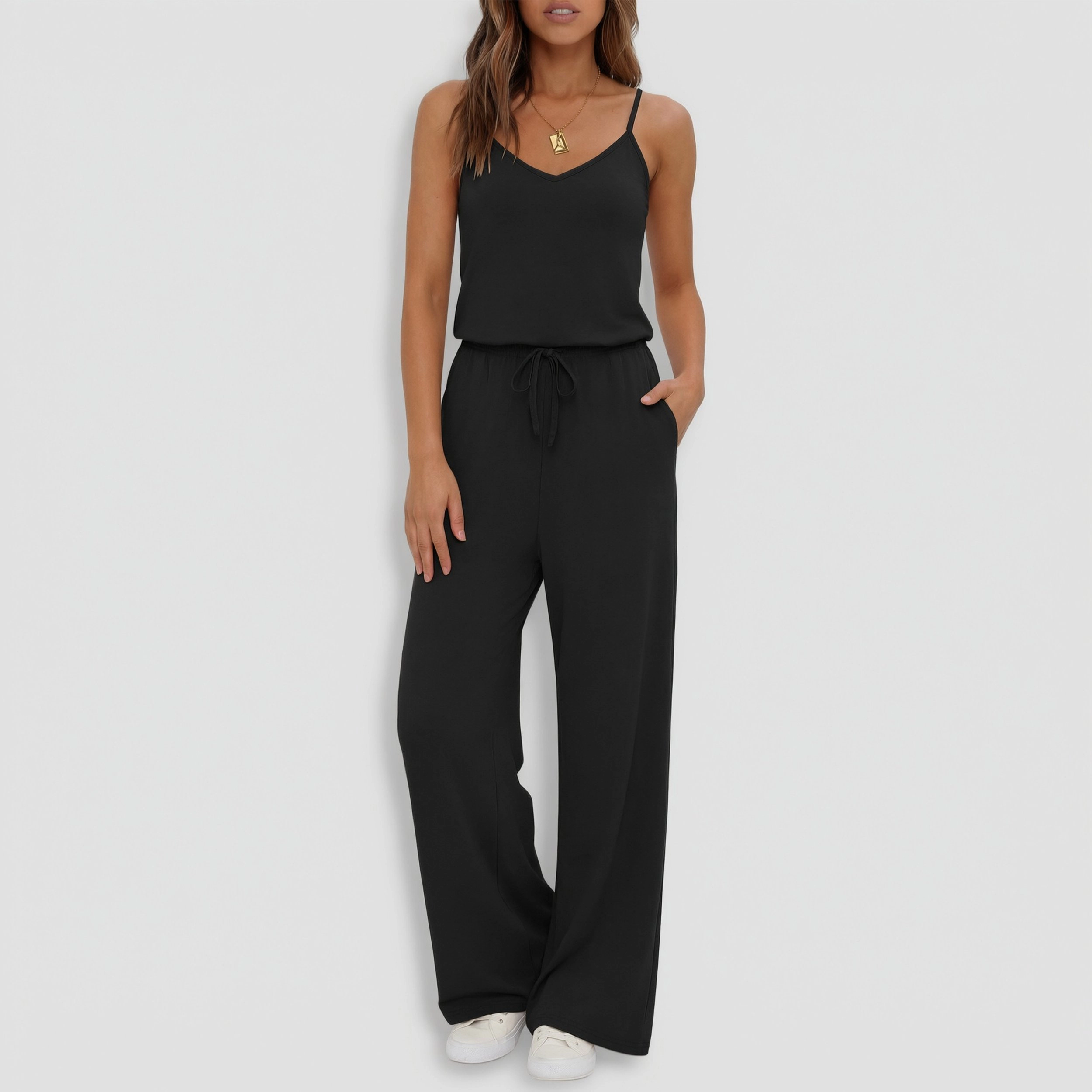 Ekouaer Women's V Neck Sleeveless Cami Top & Wide Leg Pants Set
