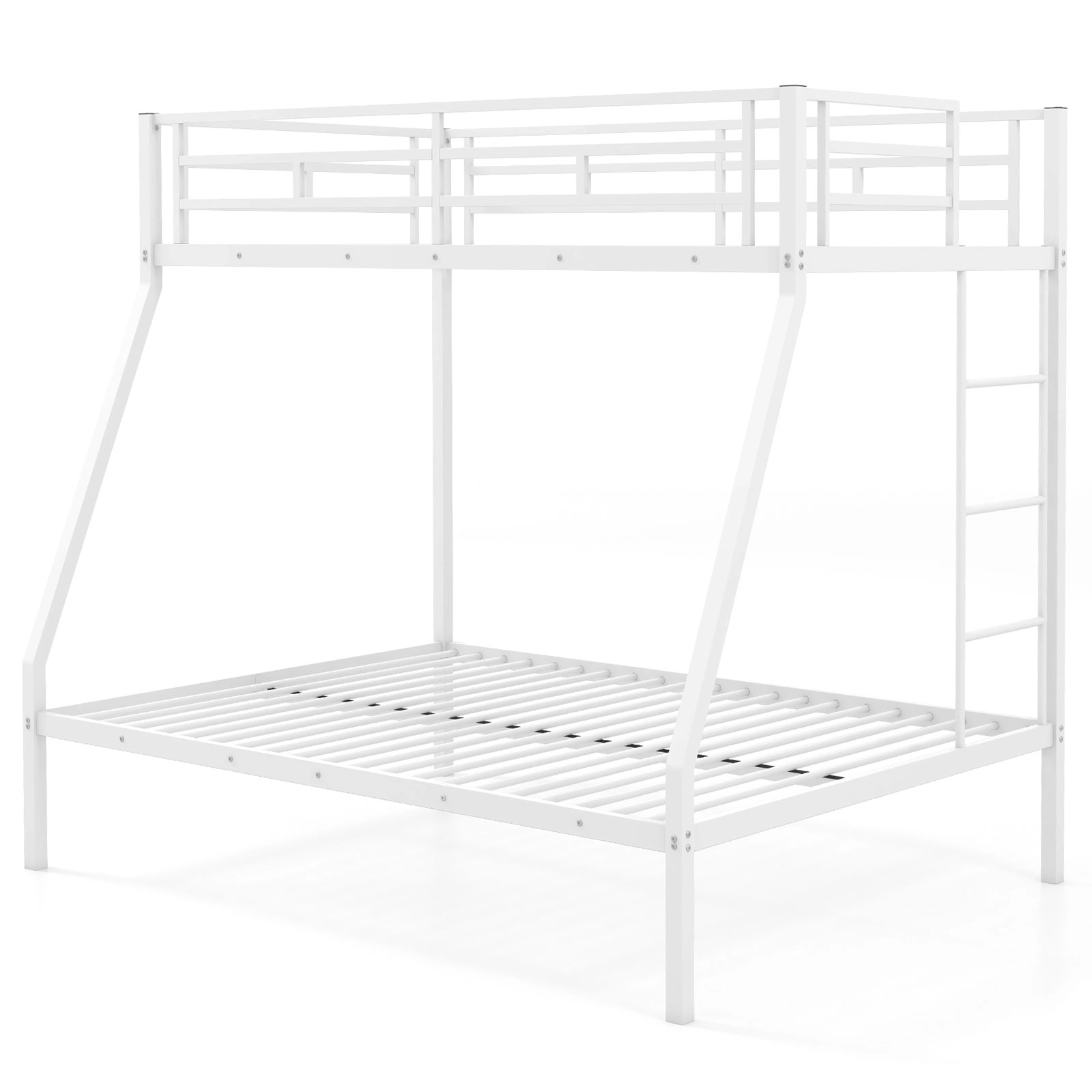 SUGIFT Space-Saving Metal Slatted Bunk Bed Frame 440/660-lb Capacity White