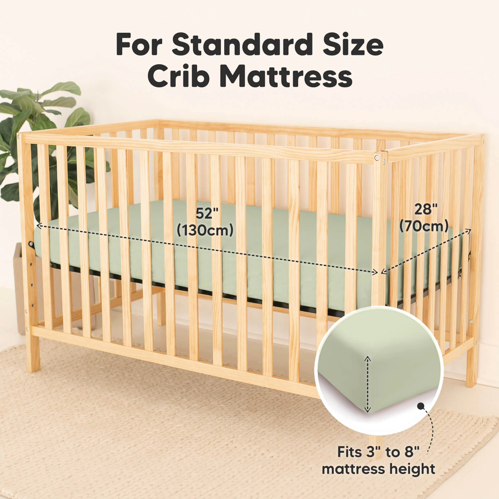 KeaBabies 2-Pack Isla [Protect+] Waterproof Crib Sheets