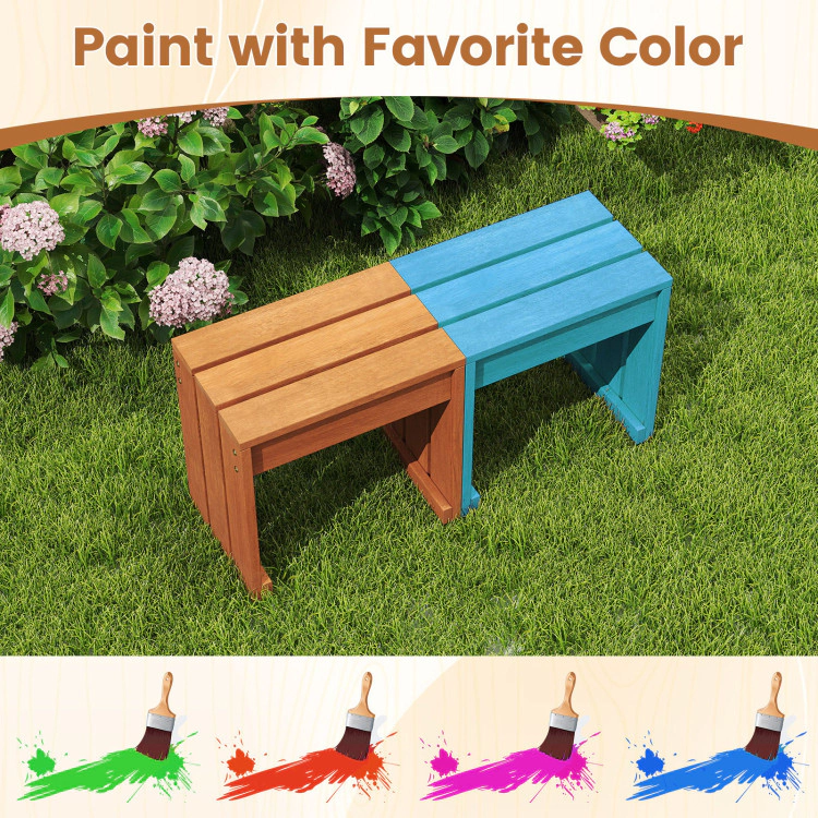 Hivvago Outdoor Garden Bench Single Person Patio Backless Bench With Solid Wooden Frame