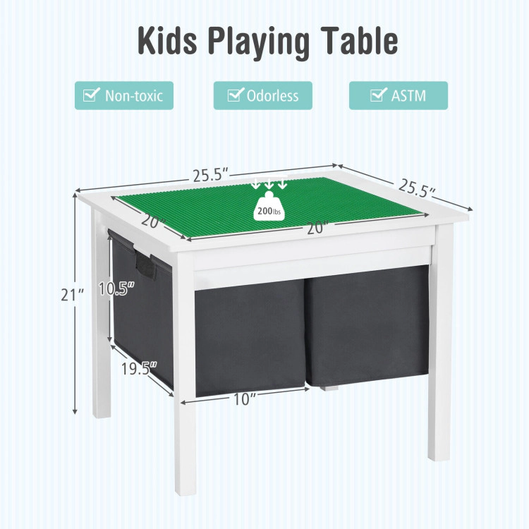 Hivvago 2-In-1 Kids Double-Sided Activity Building Block Table With Drawers