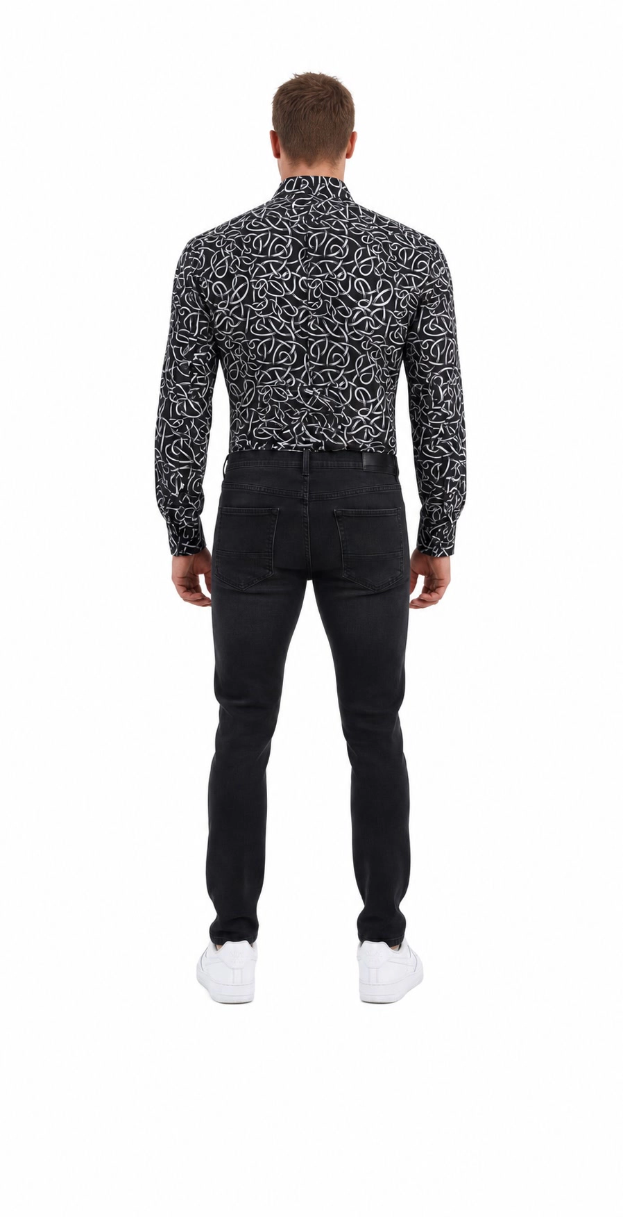Elie Balleh Slim Fit Mens Swirl Print Shirt