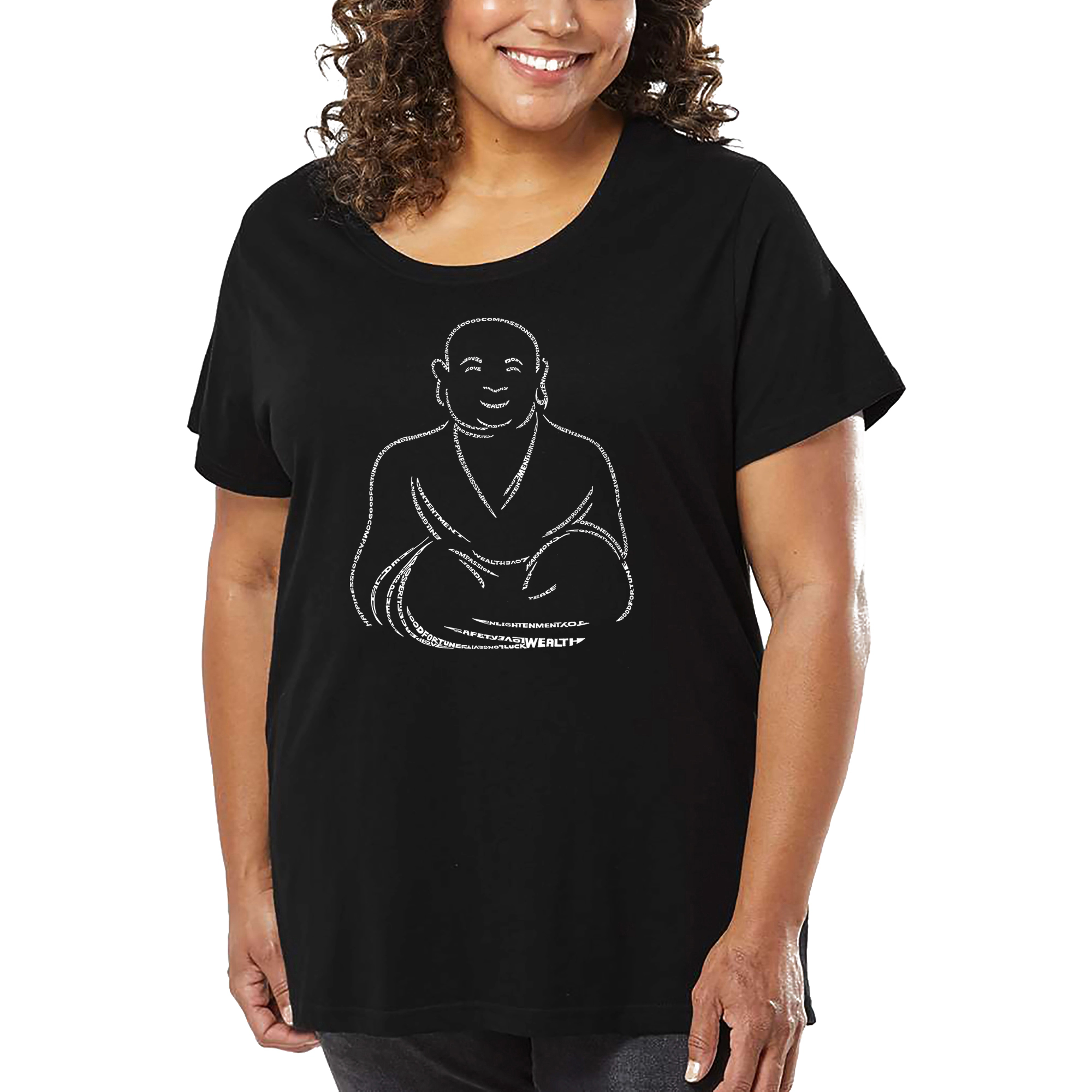 LA Pop Art Women's Plus Word T-Shirt - POSITIVE WISHES