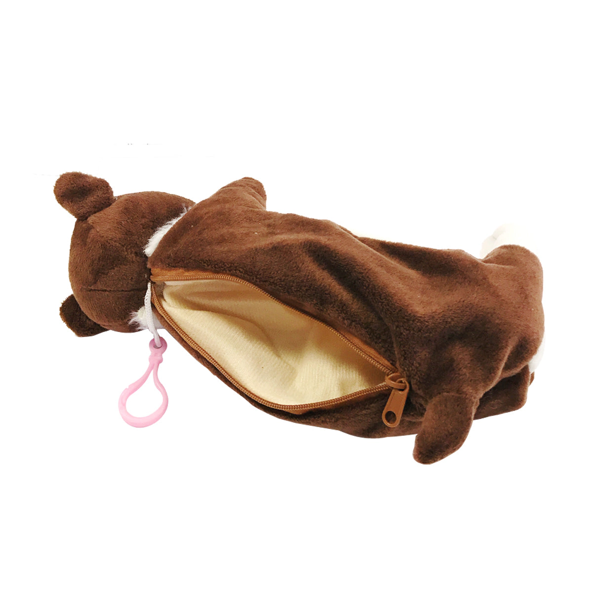 Wrapables Plush Dog Shaped Pencil Pouch, Brown and White