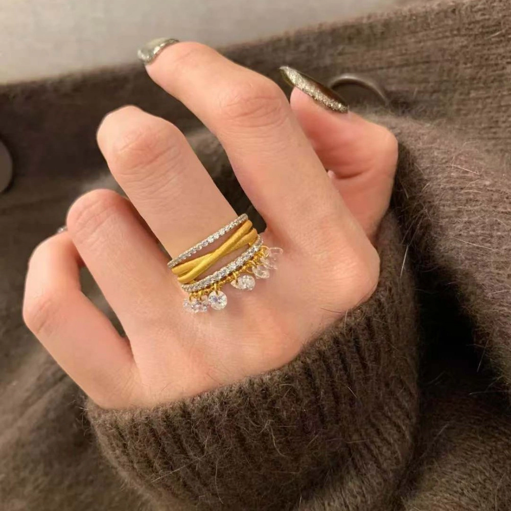 Women's Tassel Cubic Zirconia Open Ring