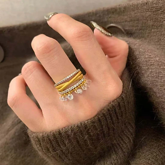 Women's Tassel Cubic Zirconia Open Ring