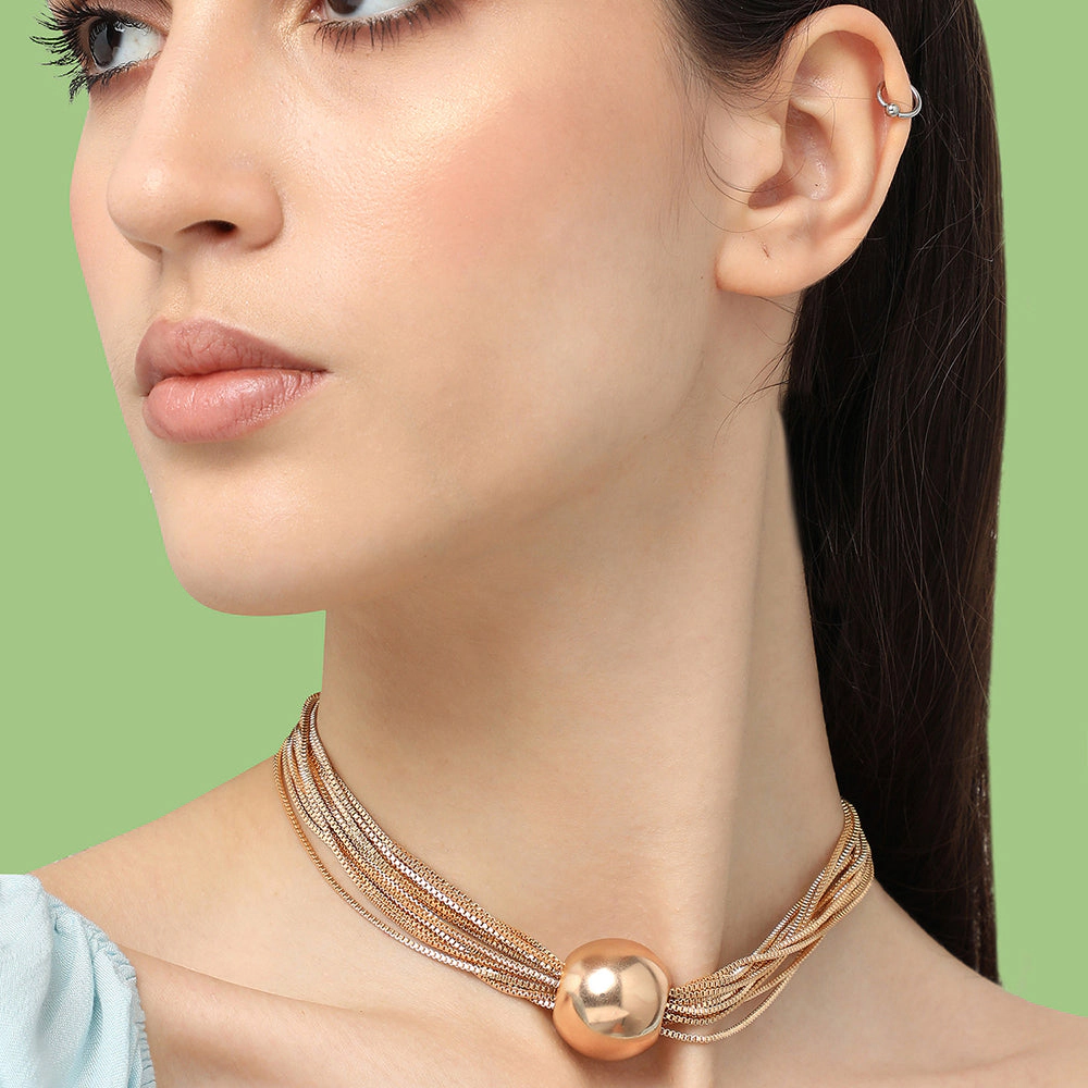 SOHI Women's Rhinestones Ballchain Necklace