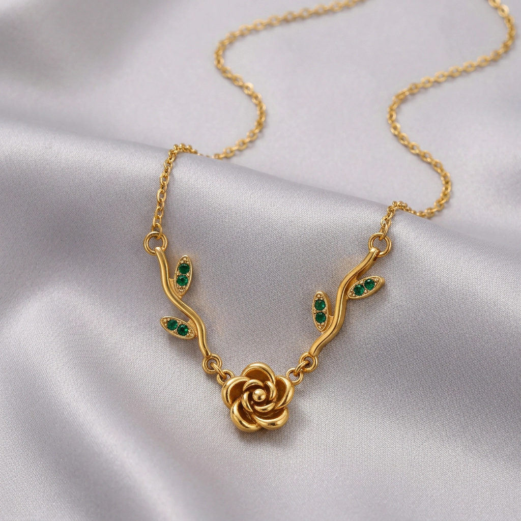 DressAtR Women’s Sweet Blossom 18K Gold Plated Necklace
