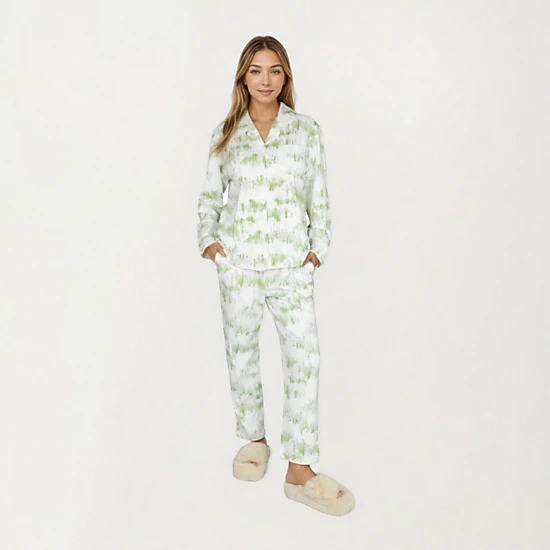 Anna-Kaci Women's 2-Piece Built-In Chest Pads Top and Relaxed Fit Pants Pajama Set with Brushstroke Print