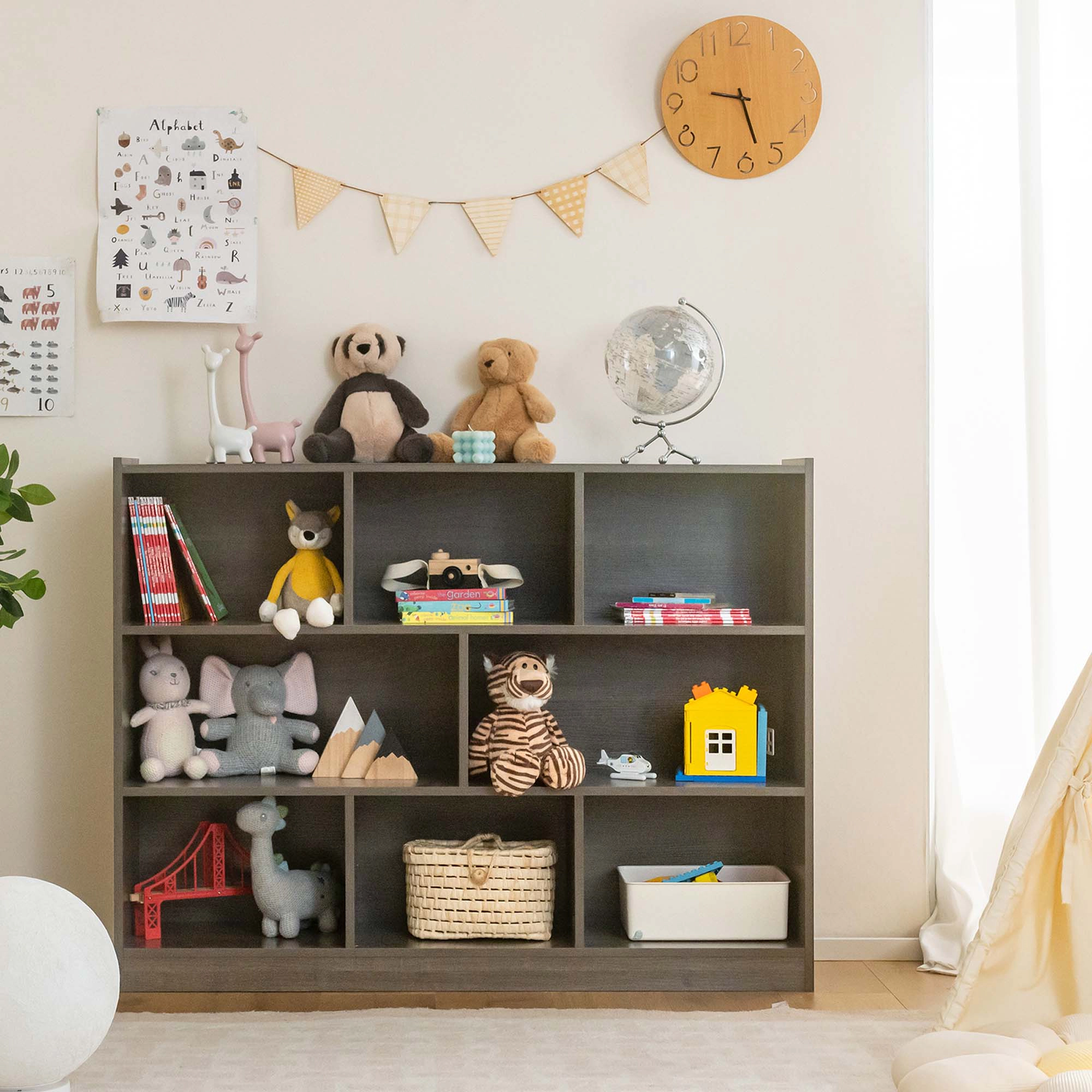 Costway 3-tier Open Bookcase 8-Cube Bookshelf Storage Display Cabinet French Oak Yellow