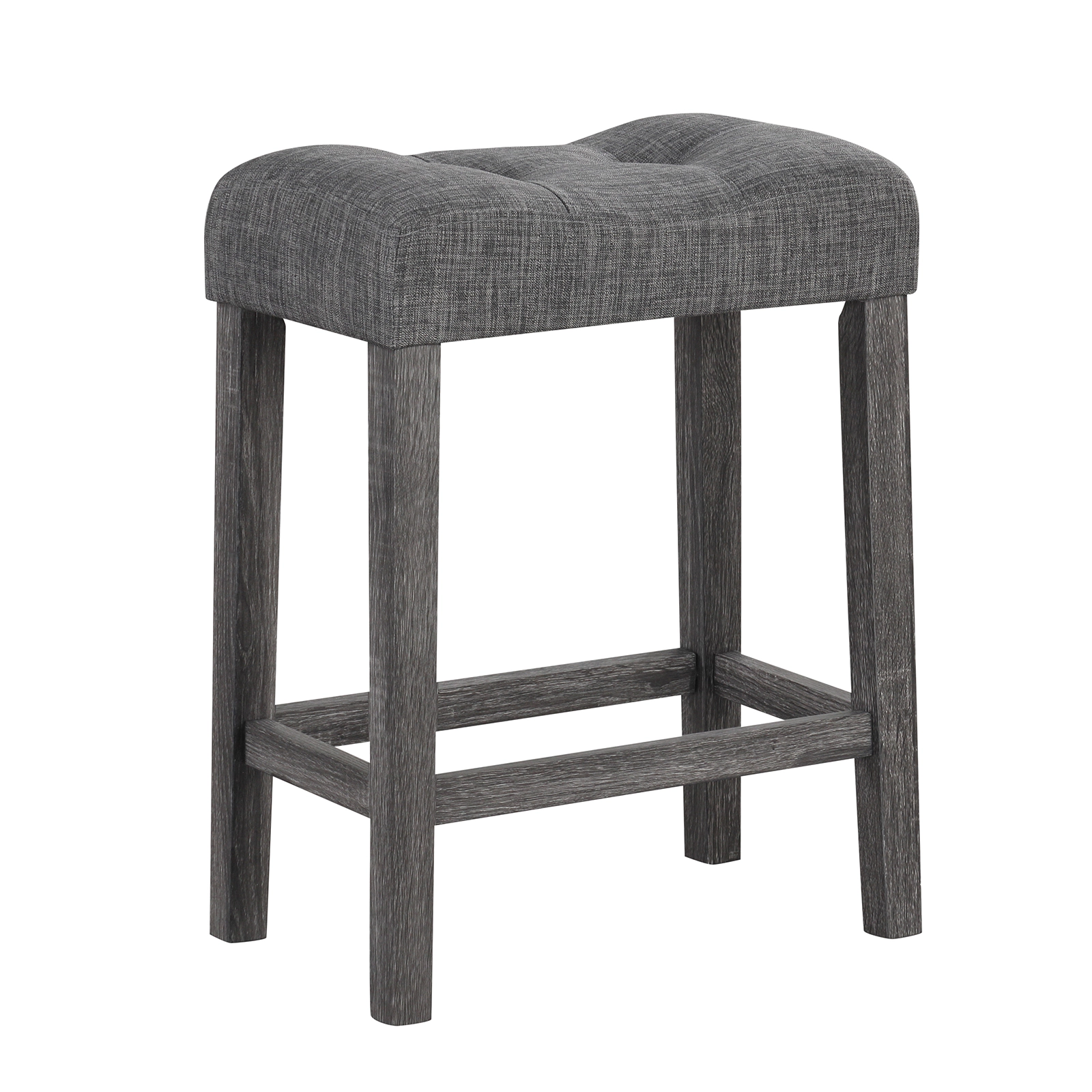 SUGIFT Set of 2 Gray 24-Inch Backless Linen Saddle Bar Stools