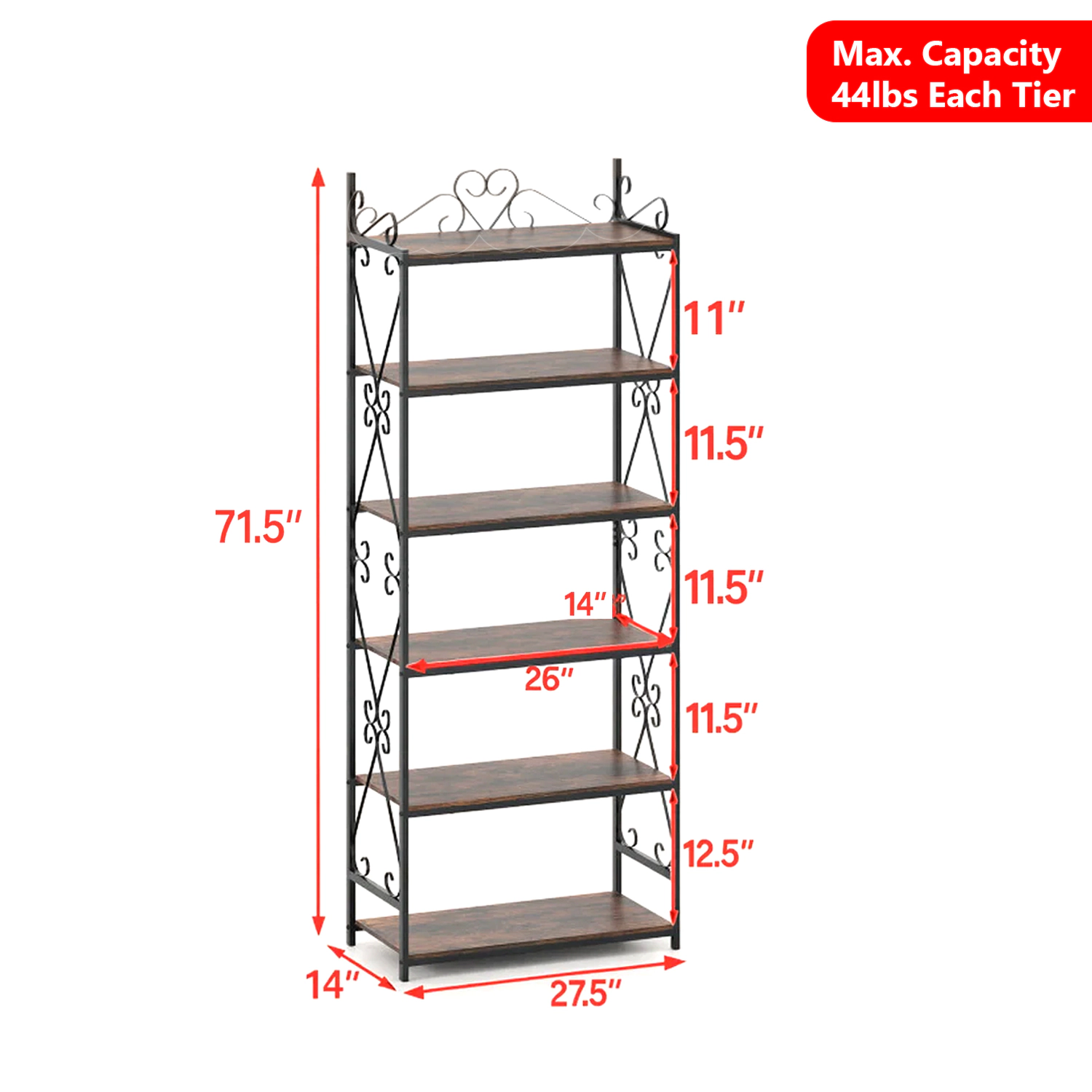 Hivvago Metal Frame Industrial Bookshelf