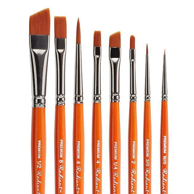 KINGART® Radiant™ Synthetic Taklon Brush Set - 8 Pc