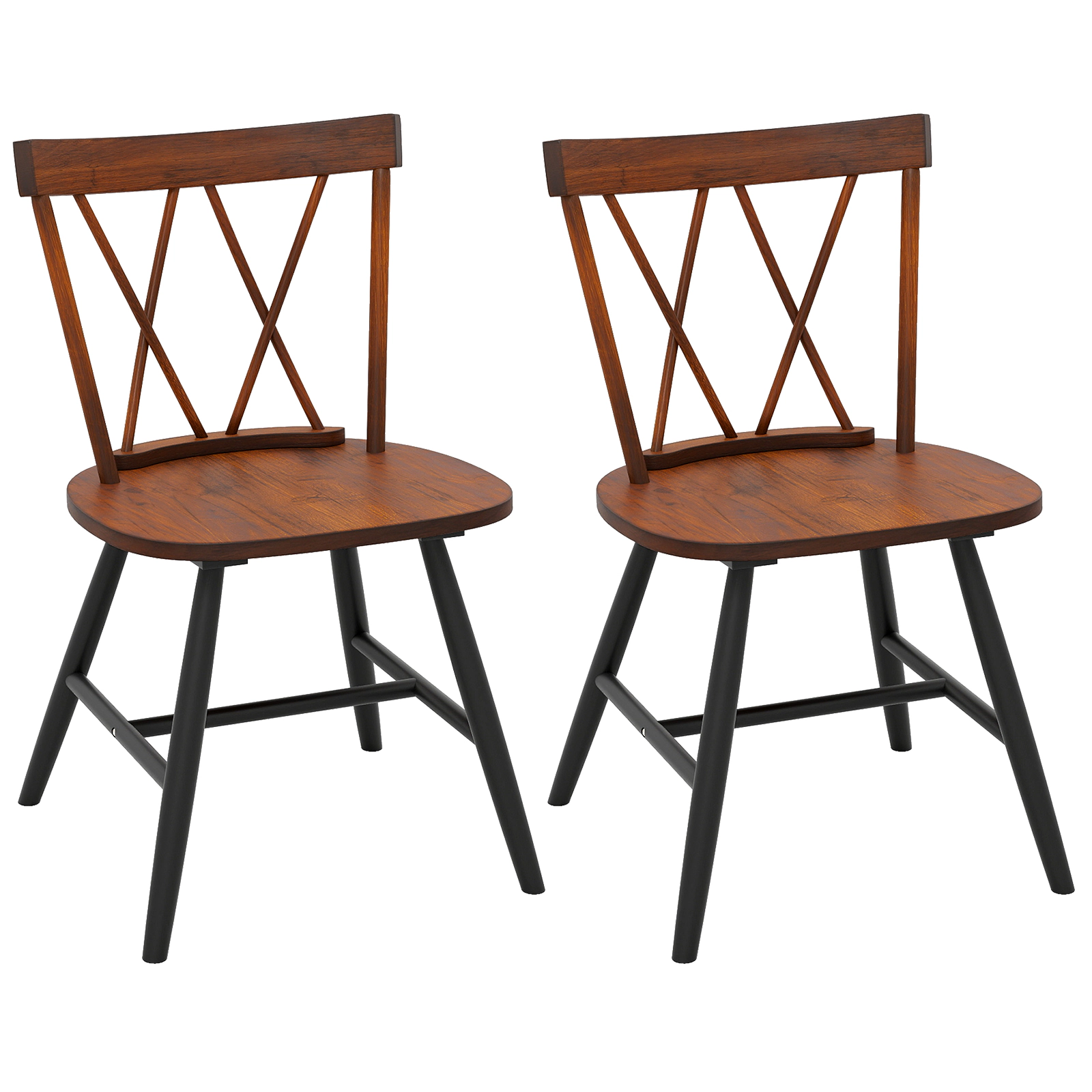 SUGIFT Farmhouse Kitchen Dining Chair Set of 2 275-Lb Capacity Dark Brown Rubber Wood Frame