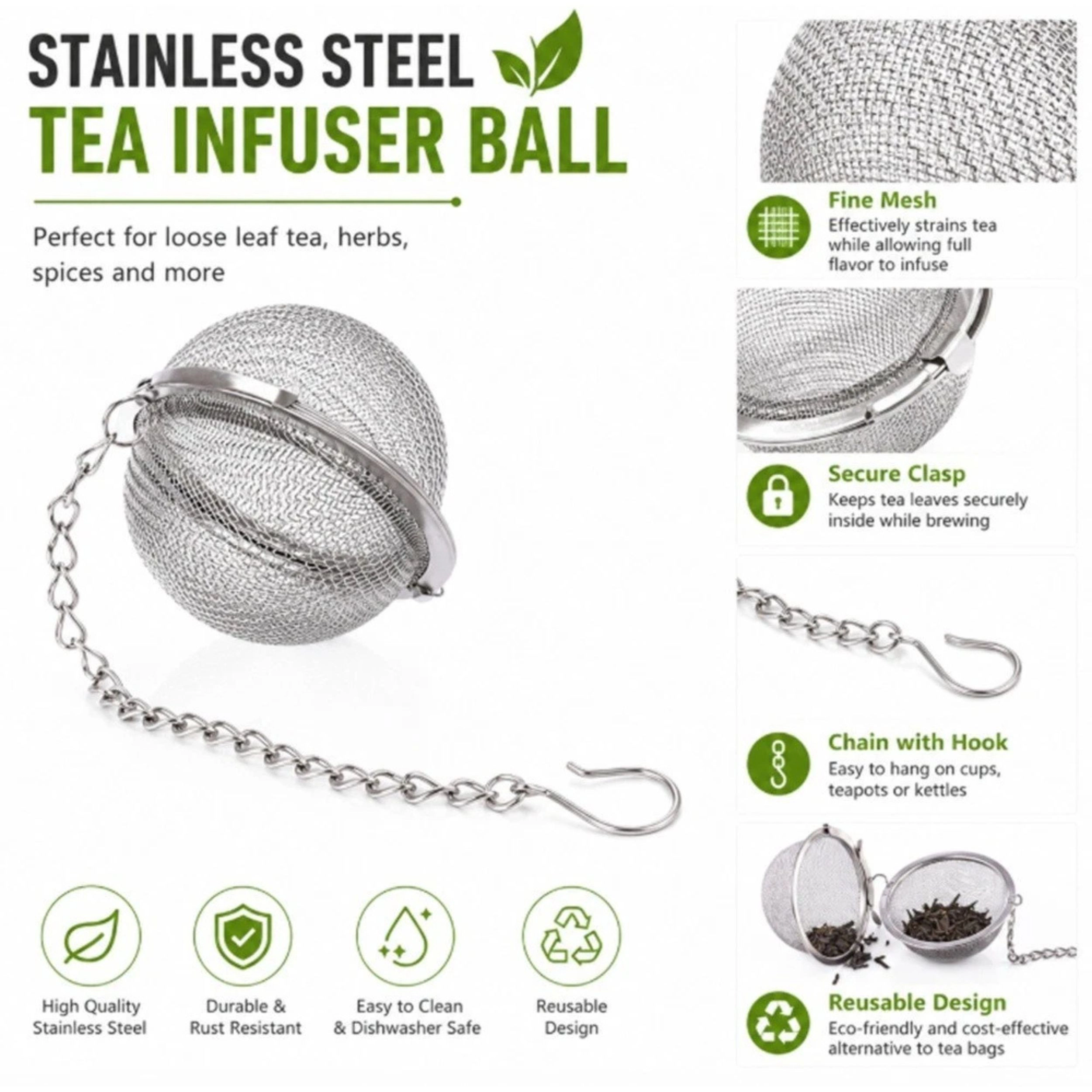 Home Collection Stainless Steel Tea Infuser Ball Extra Fine Mesh with Secure Lock