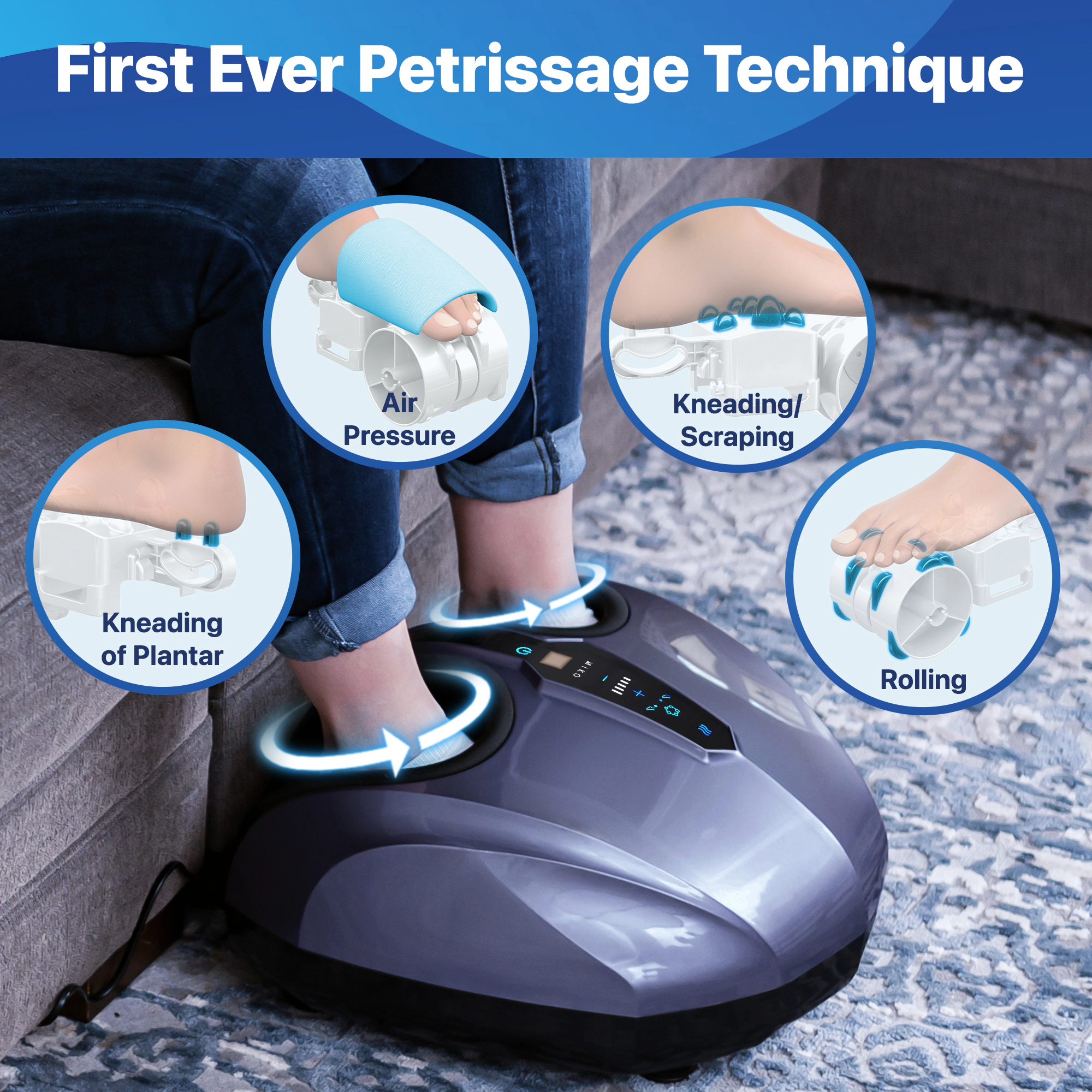 Miko Shiatsu Foot Massager Machine with Kneading and Switchable Heat