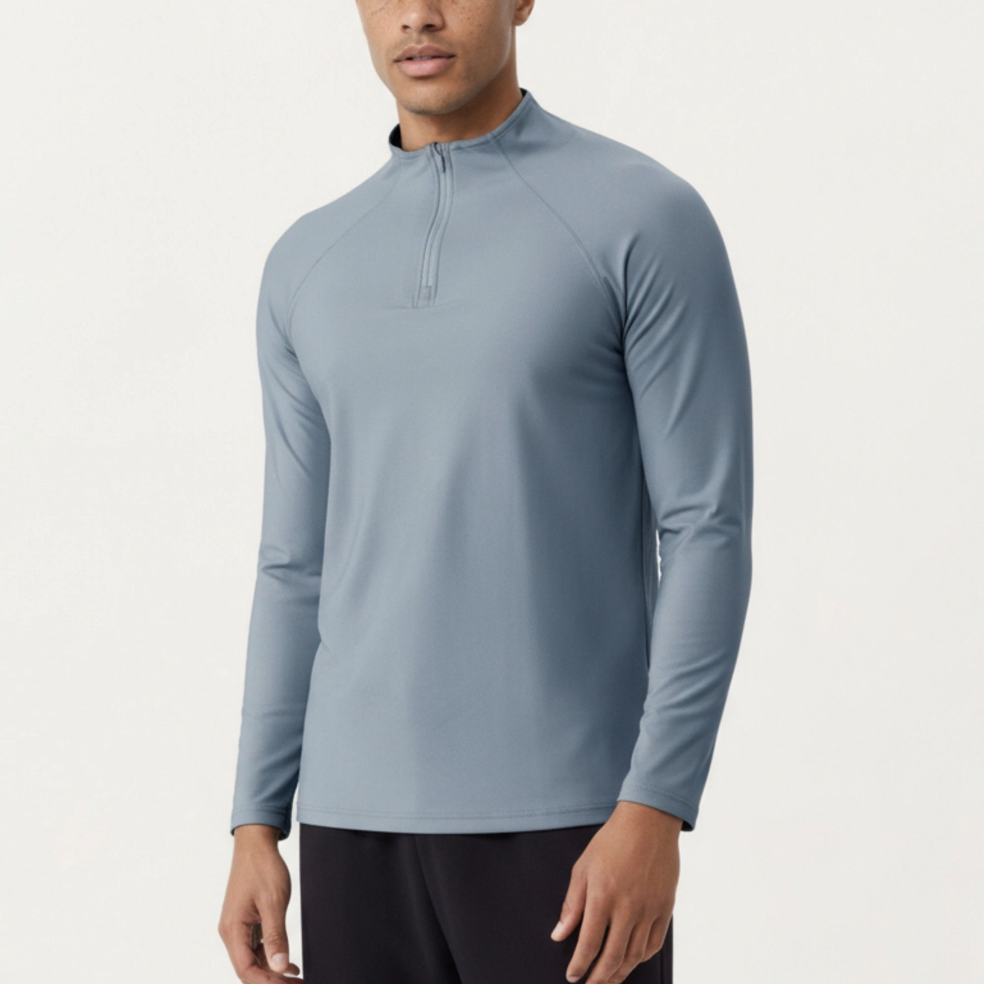 Anna-Kaci Men's Long Sleeve Quarter-Zip Athletic Top with Mock Neck and Stretch Performance Fabric