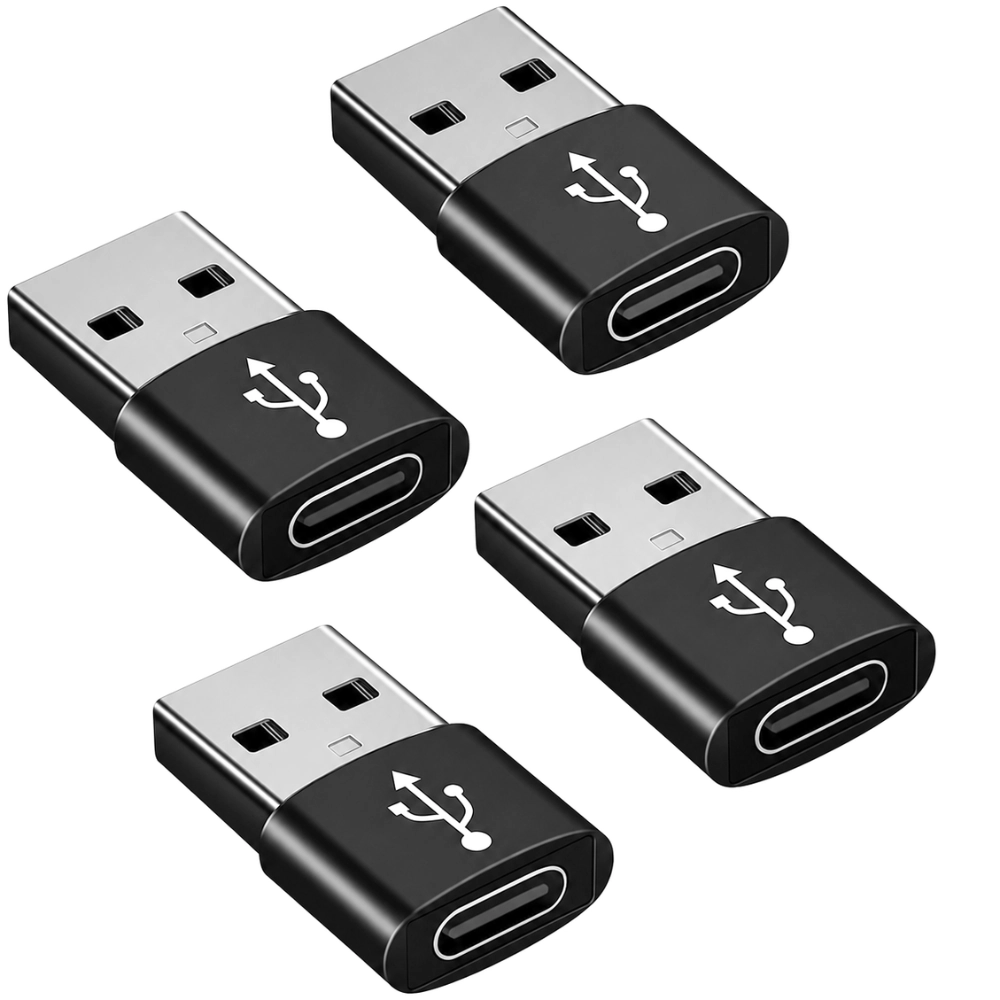 Qixxronics (4-Pack) USB to C Adapter,USBC Female A Male OTG Charger Type Converter for iPhone, iPad Air,Car,Samsung Galaxy