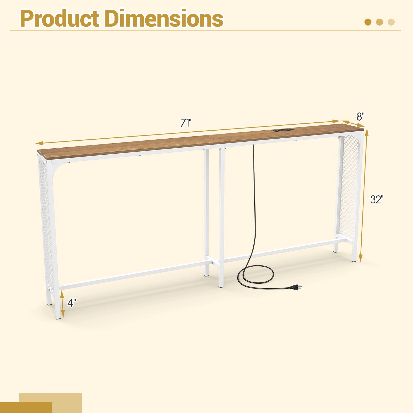 SlickBlue Long Narrow Console Table with Charging Station