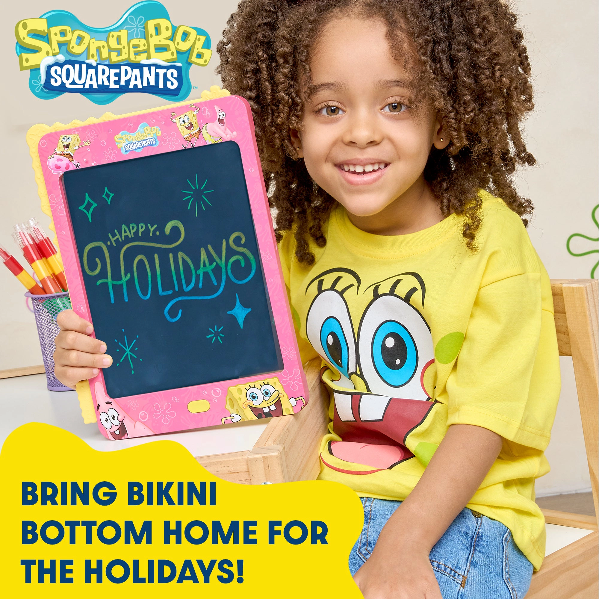 SpongeBob SquarePants Kids LCD Doodle Drawing Tablet - Jelly Pink