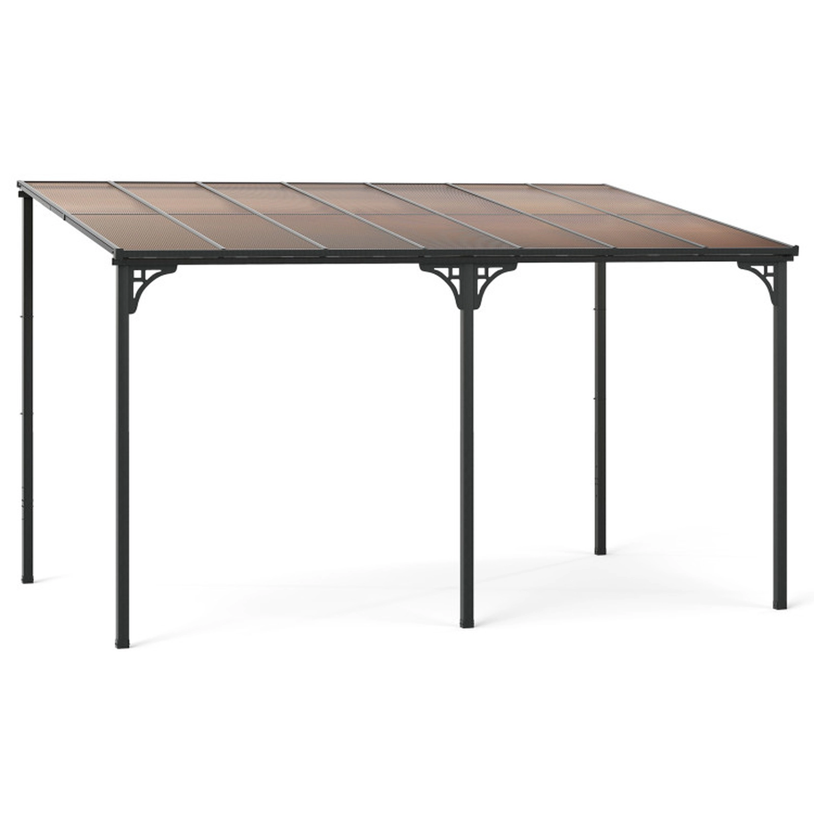 SUGIFT Black Sloped Polycarbonate Roof 13 x 10 ft Wall-Mounted Hardtop Pergola