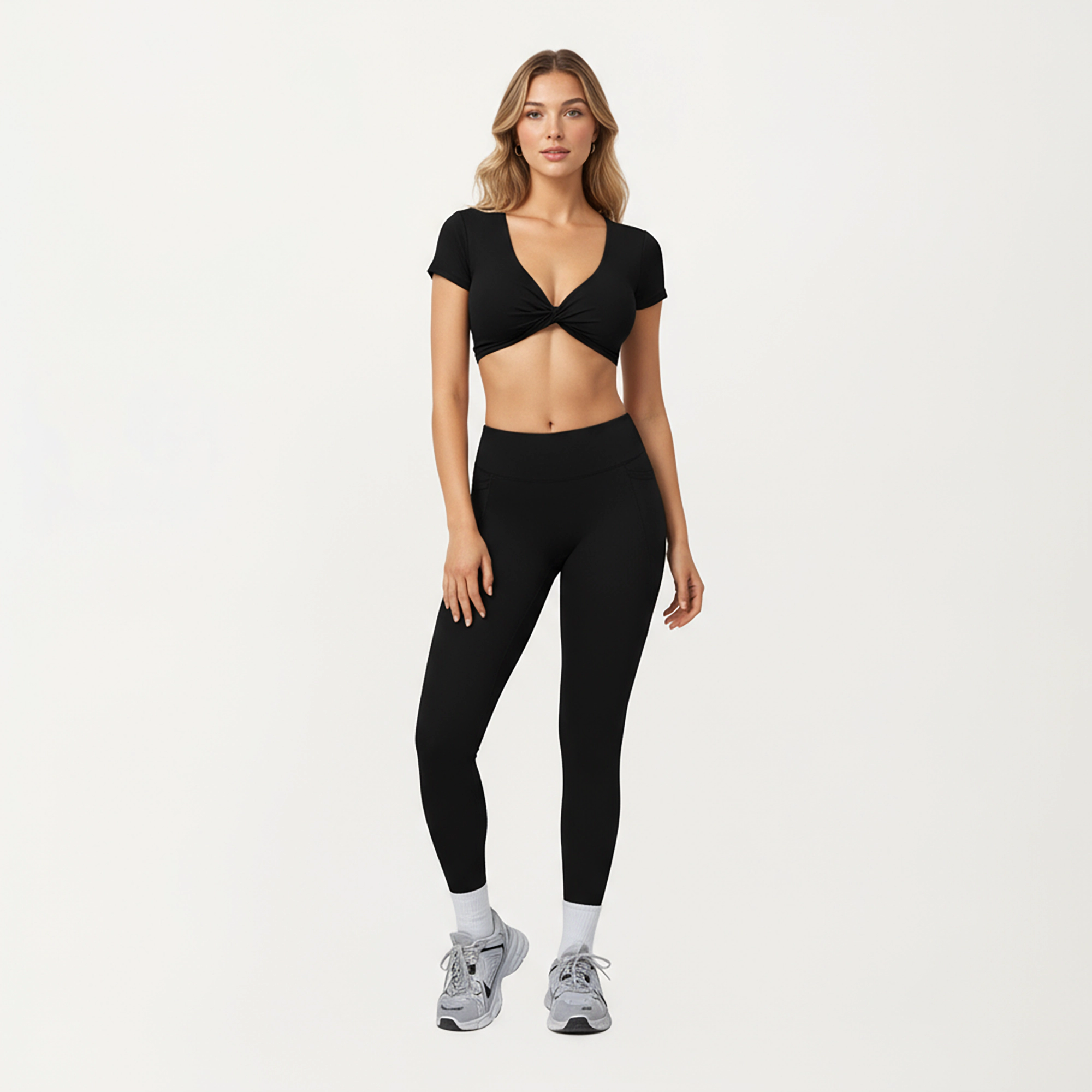 Anna-Kaci Active Women's High Waist Full Length Leggings with Side Pockets and Smooth Compression Fit