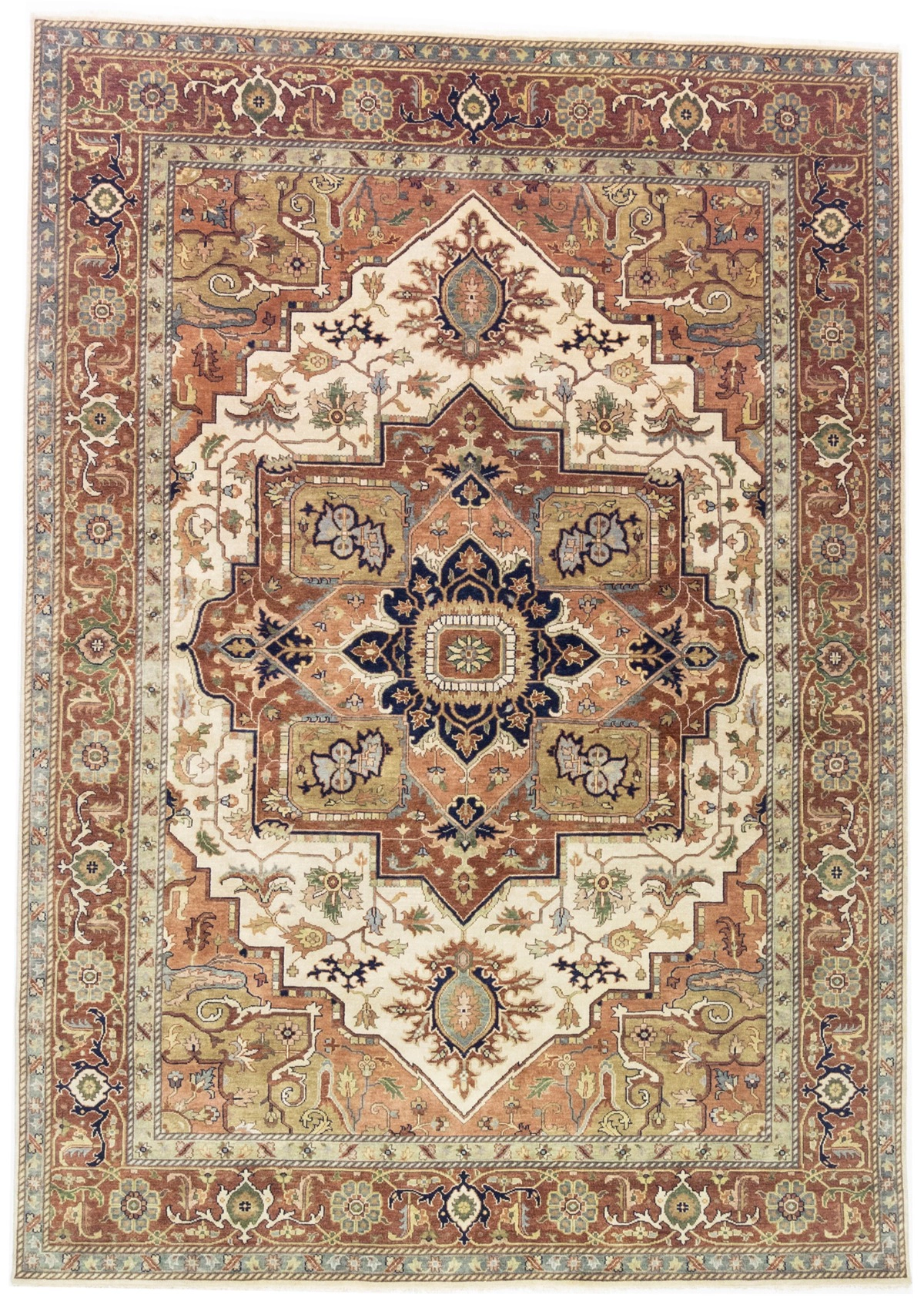 Magic Rugs Cream Geometric 10X14 Heriz Serapi Oriental Rug