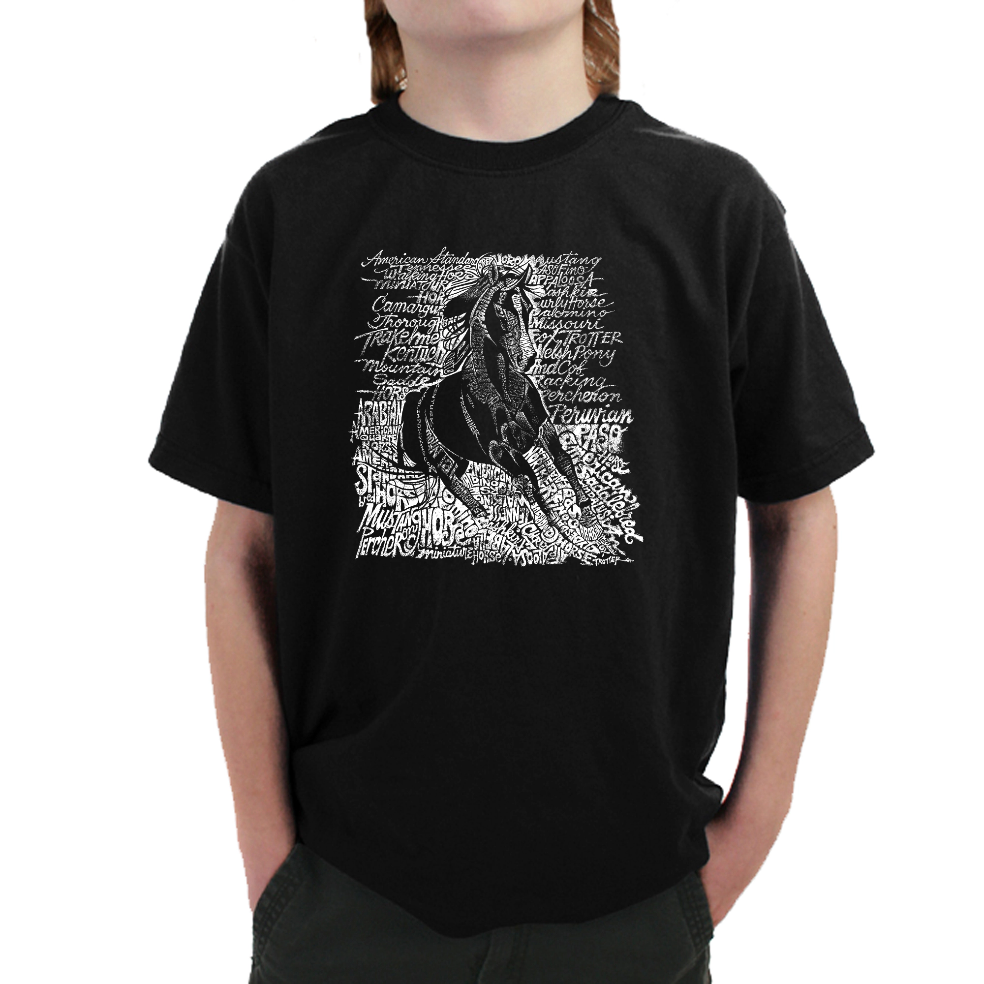 LA Pop Art Boy's Word T-Shirt - POPULAR HORSE BREEDS