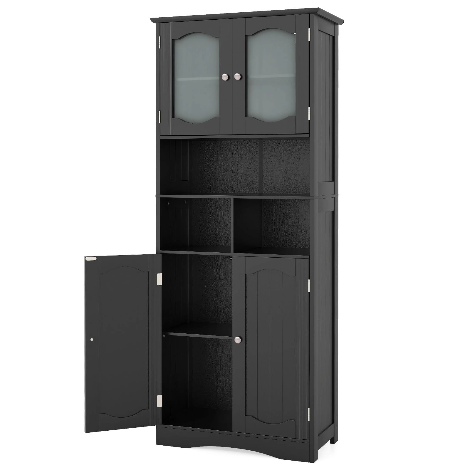SlickBlue Freestanding Linen Cabinet with Adjustable Shelves and Storage