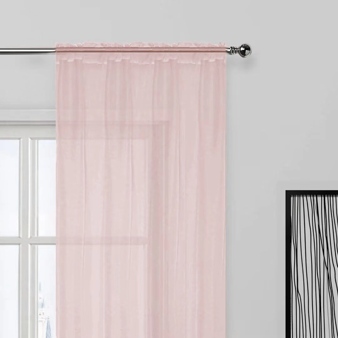 Kate Aurora Hotel Lux 2 Piece Rose Pink Rod Pocket Sheer Curtain Panels