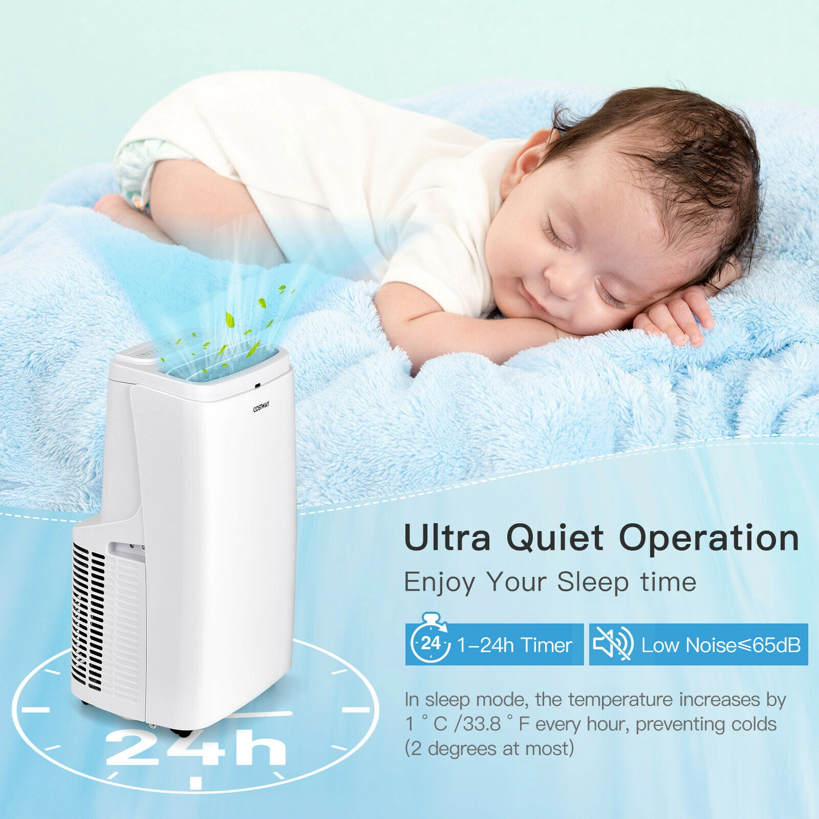 LJG 9000BTU 3-in-1 Portable Air Conditioner with Remote