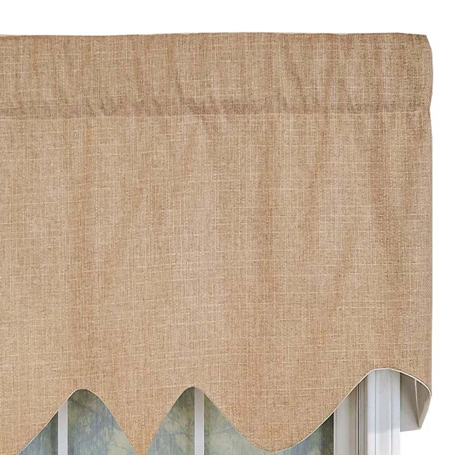 RLF Home Essential Solid Color Fabric Printed R-Crosby Regal Window Treatment Valance 3" Rod Pocket 50" x 17" Wheat