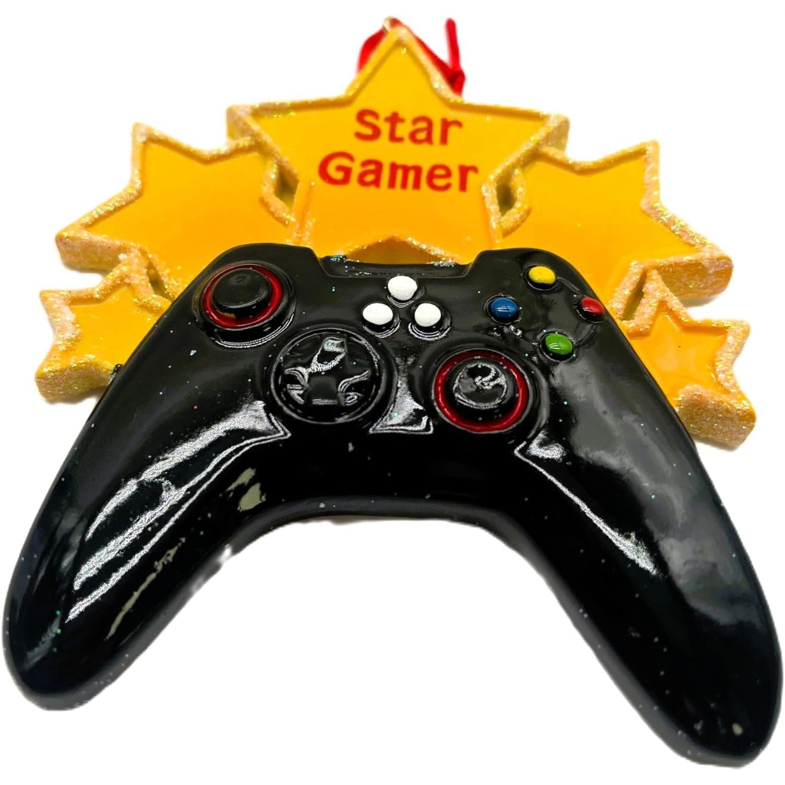 Kurt Adler Yellow and Black Star Gamer Video Game Controller Resin Christmas Ornaments 4.5 inch