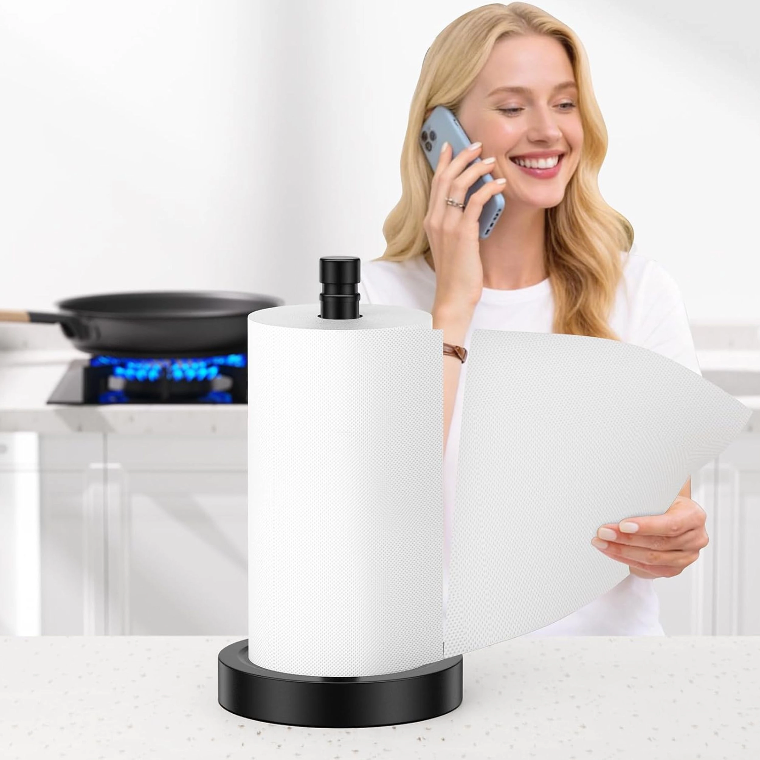 Stock Preferred Stainless Steel Countertop Paper Towel Holder with Weighted Non Slip Base