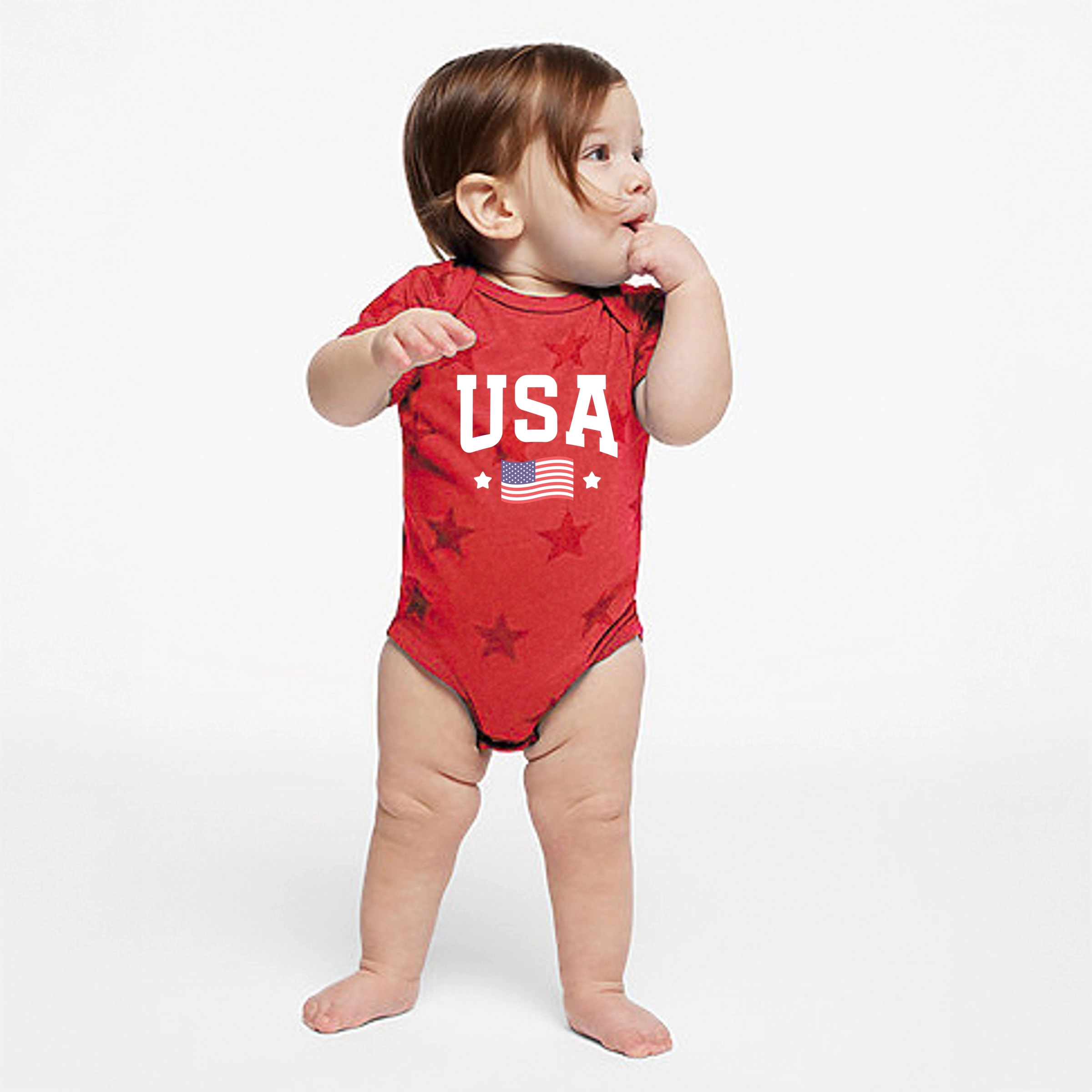 The Juniper Shop - USA Arched Flag Baby Short Sleeve Star Bodysuit