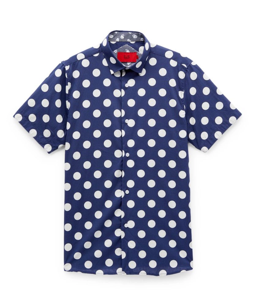 Elie Balleh Boys Slim Fit Long Sleeve Polka Dot Shirt