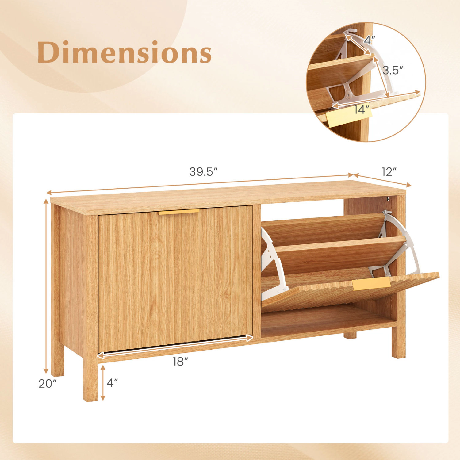 SlickBlue Narrow Entryway Shoe Bench with Adjustable Shelves