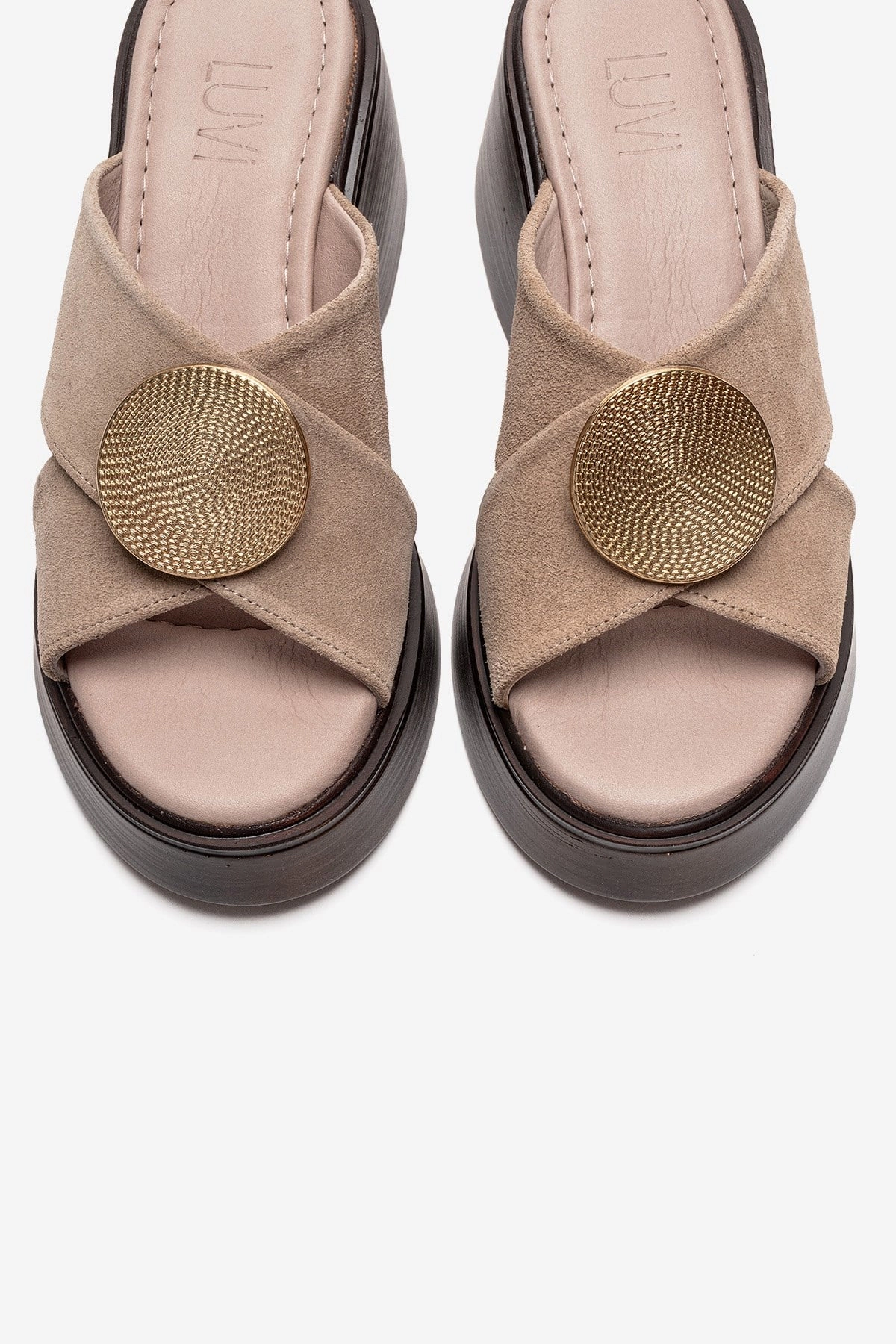 Forever & Always Womens Fianna Leather Cross Strap Platform Sandals