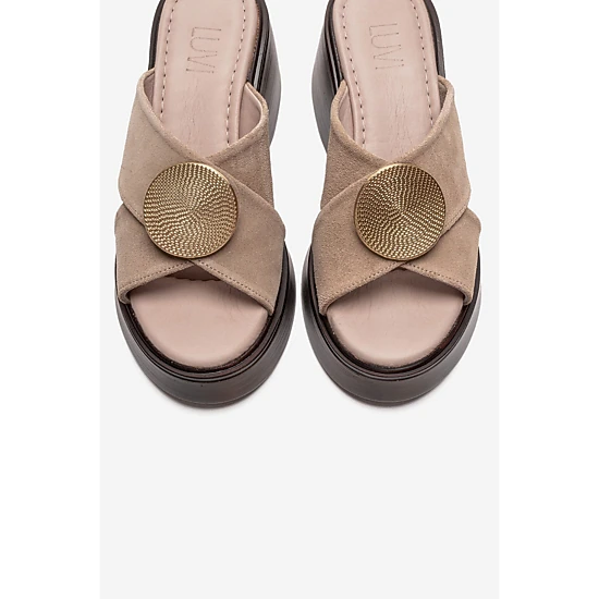 Forever & Always Womens Fianna Leather Cross Strap Platform Sandals