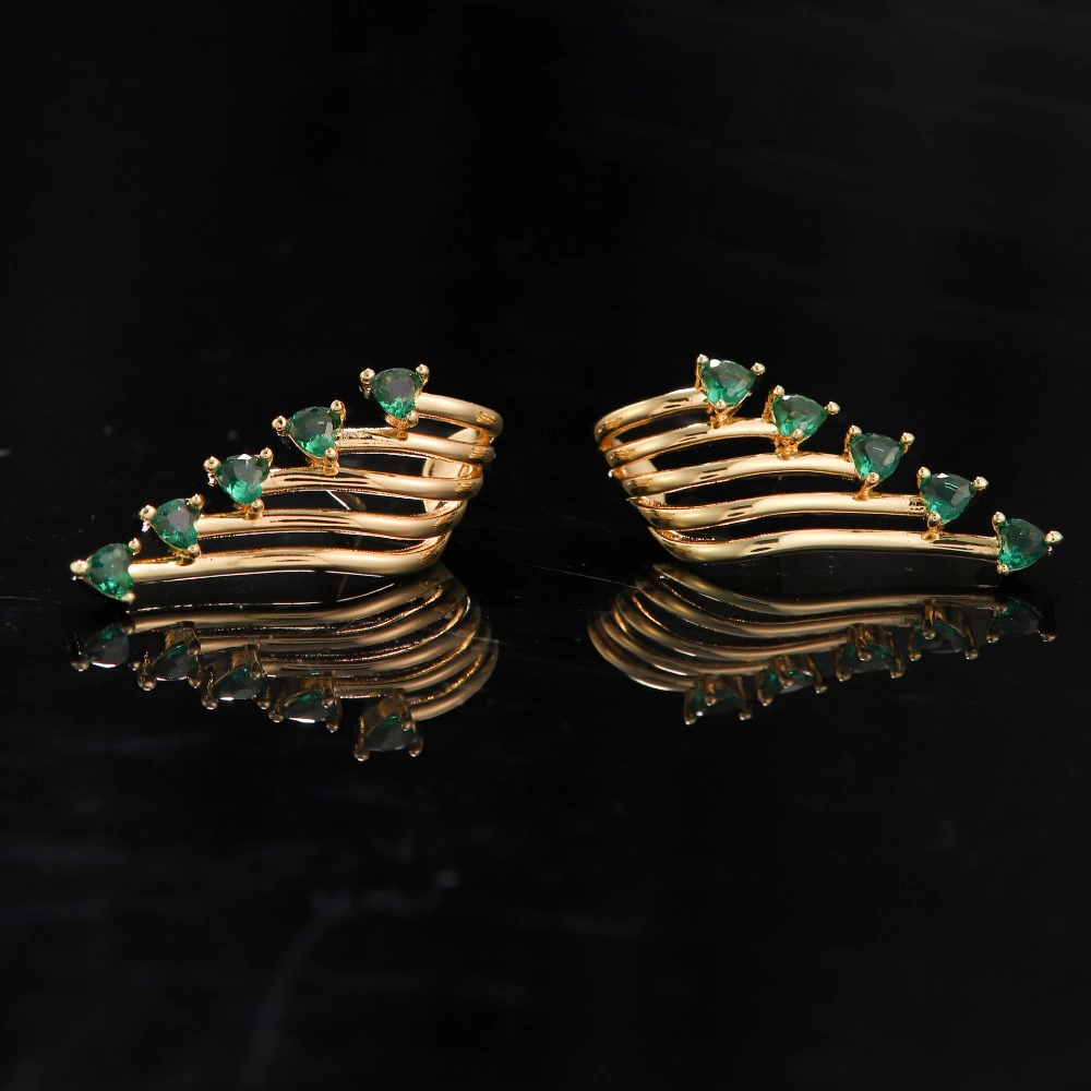 Multi Curved Bar Heart Cubic Zirconia Crawler Earring
