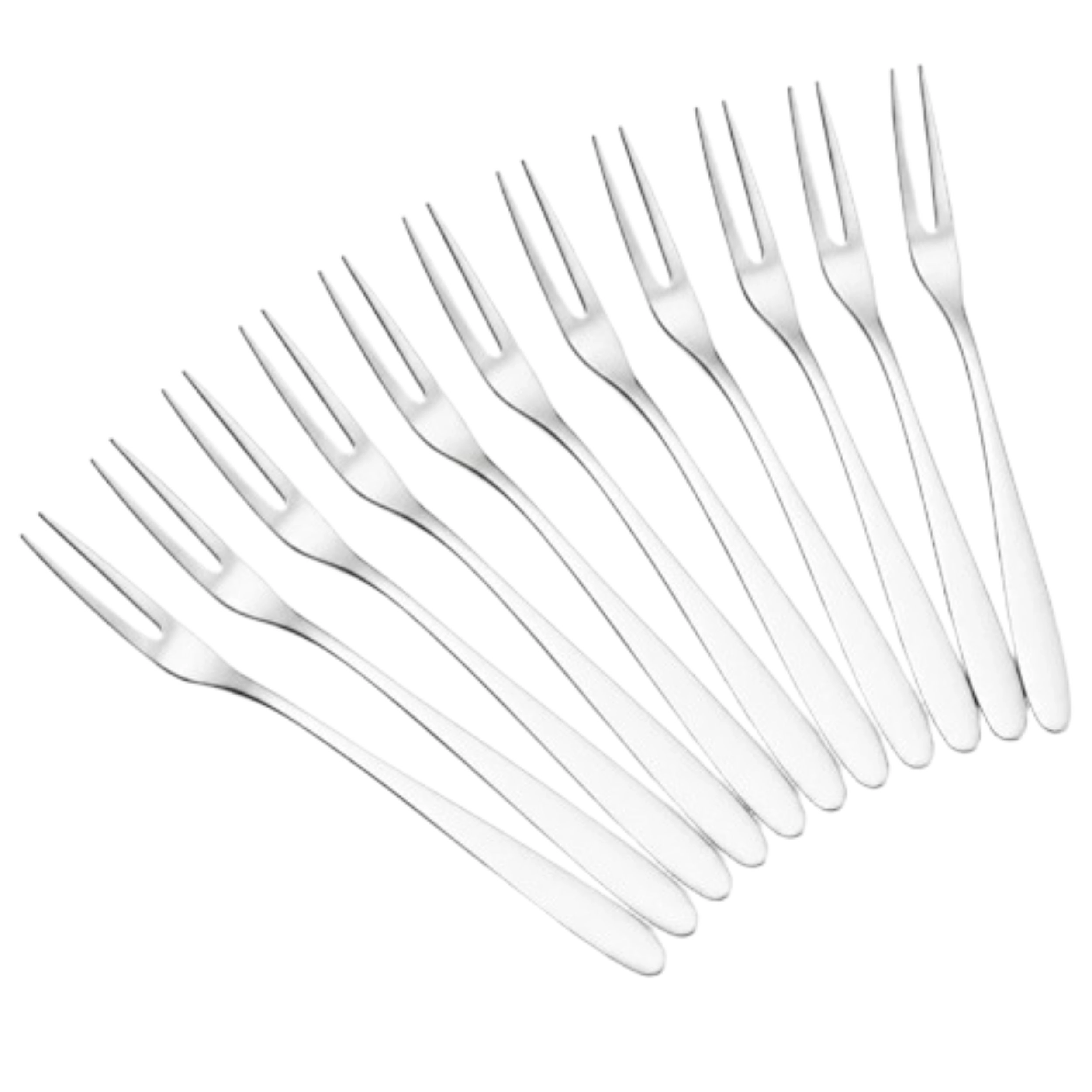 Home Collection 12-Piece Stainless Steel Mini 2-Prong Dessert & Appetizer Fork Set